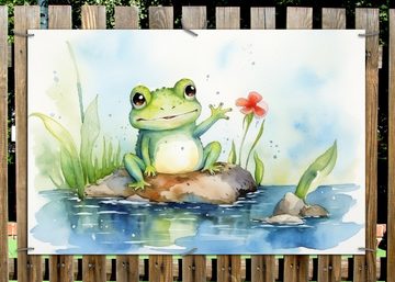 Wallario Sichtschutzzaunmatten Frosch in Aquarell