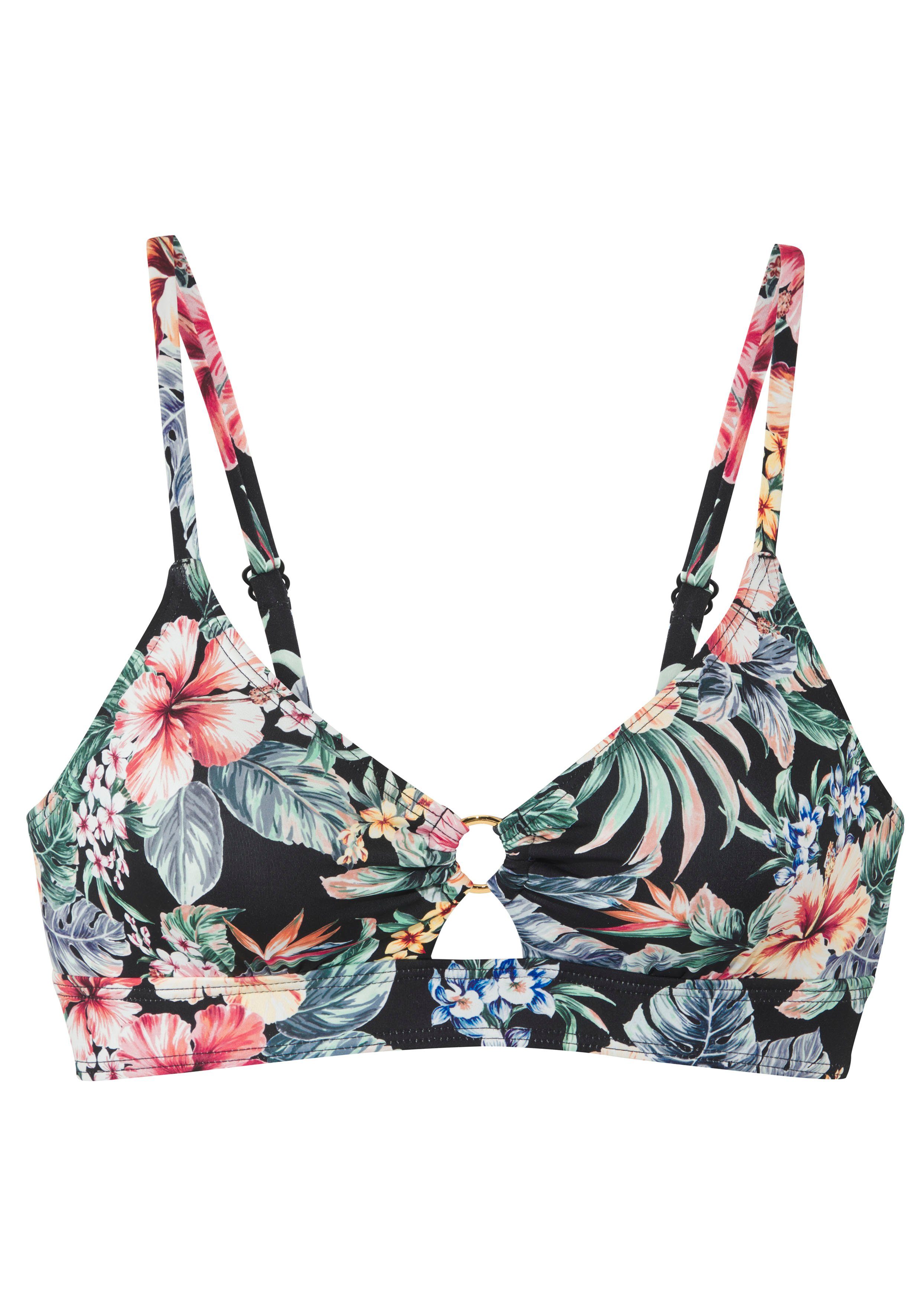 LASCANA Triangel-Bikini-Top Salsa, mit Zierring und tollem Blumenprint günstig online kaufen