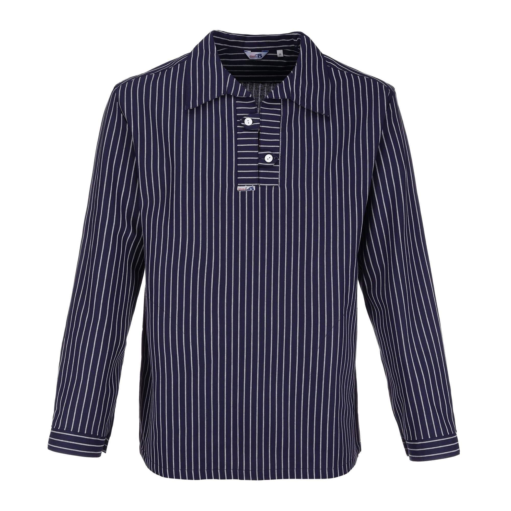 modAS Langarmhemd 1050 Unisex Takelhemd mit Streifen - Fischerhemd in bequemer Schlupfform