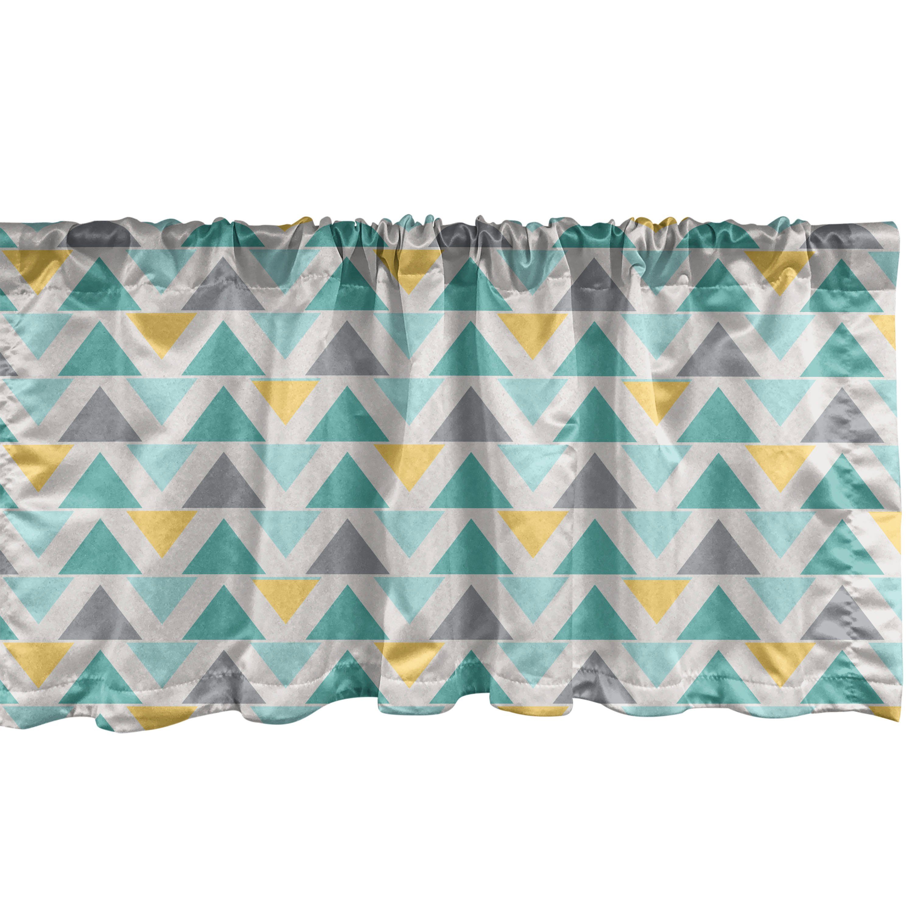 Scheibengardine Vorhang Volant für Küche Schlafzimmer Dekor mit Stangentasche, Abakuhaus, Microfaser, Geometrisch Chevron Retro Style