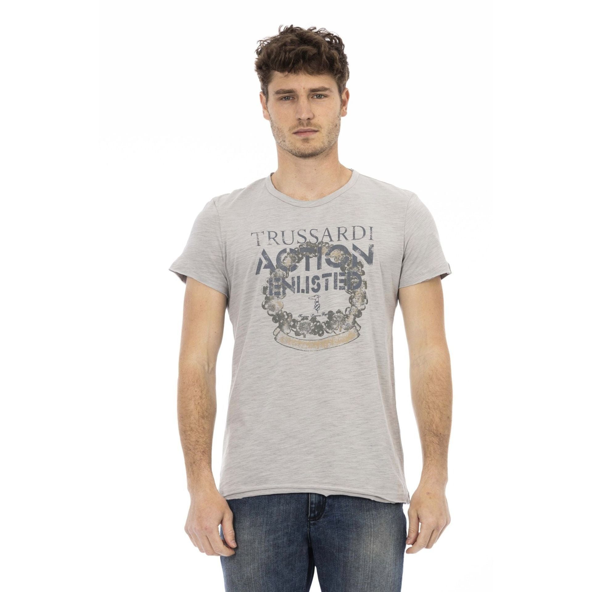 Trussardi T-Shirt das Es aus, verleiht Note aber das sich Grau T-Shirts, eine Logo-Muster zeichnet Trussardi stilvolle Action durch subtile