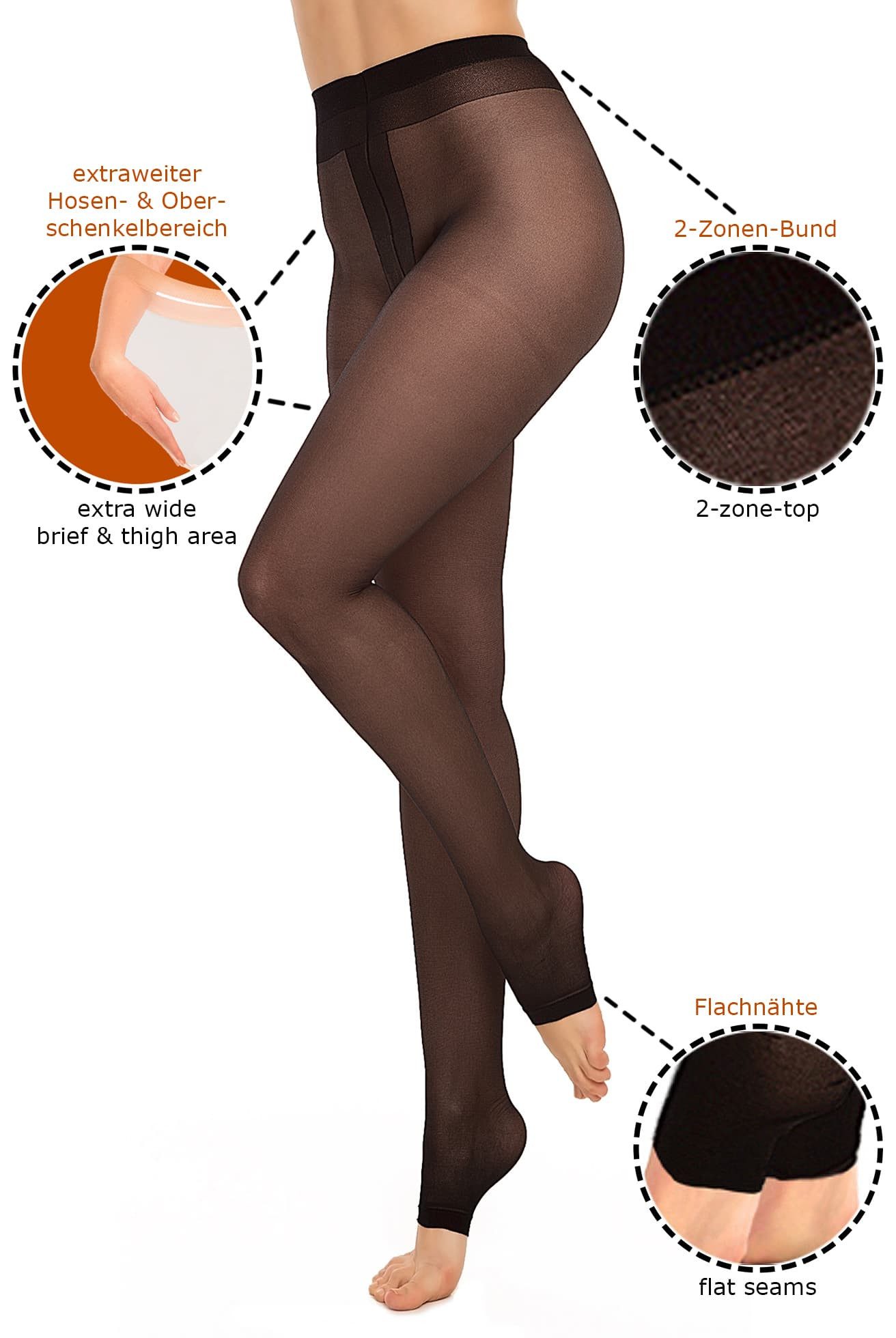 GLAMORY Feinstrumpfhose My Size 20 DEN zehenoffen, elastisch, plus size