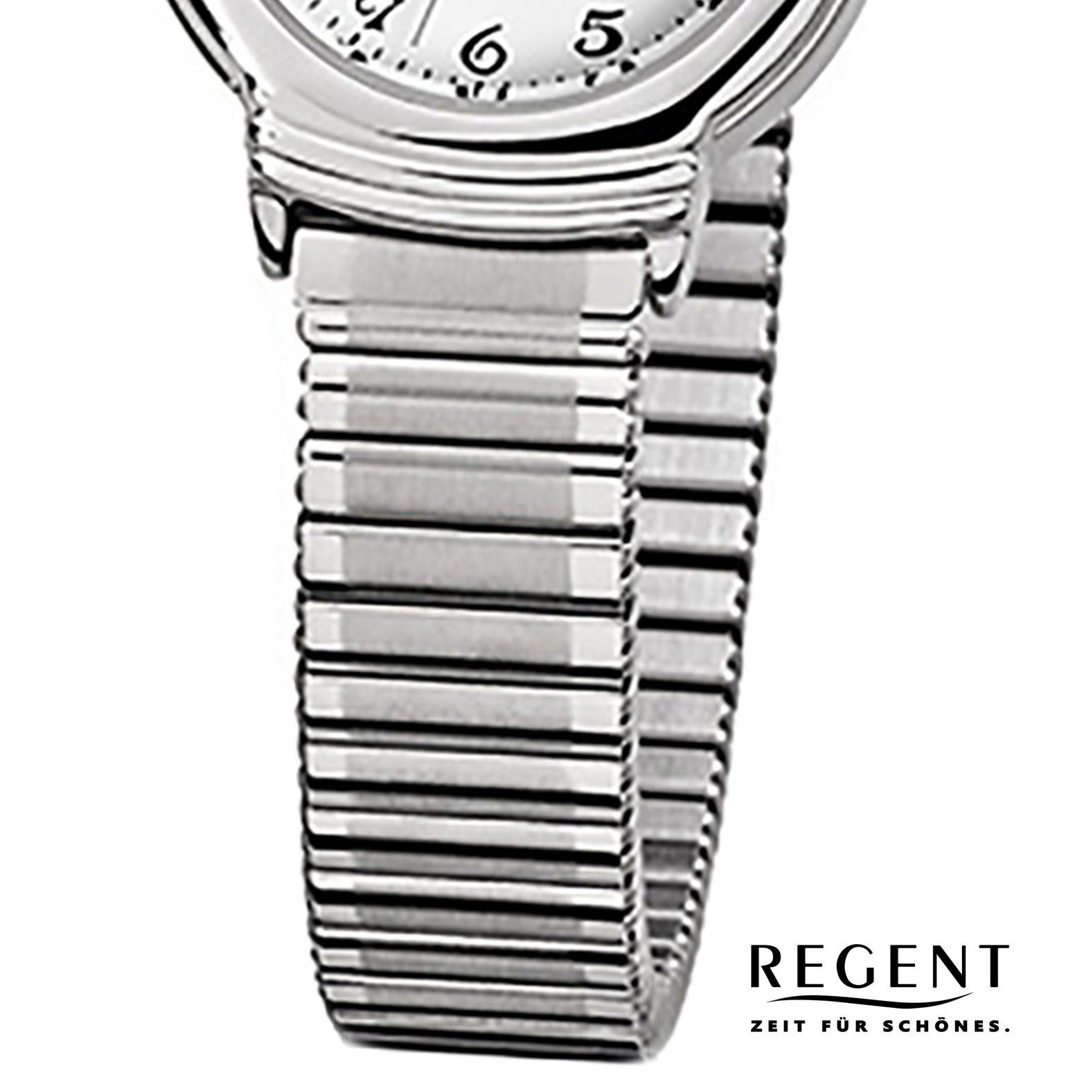 Damen-Armbanduhr (ca. rund, Regent silber Quarzuhr klein Armbanduhr Regent Edelstahlarmband Damen 24mm), F-264, Analog