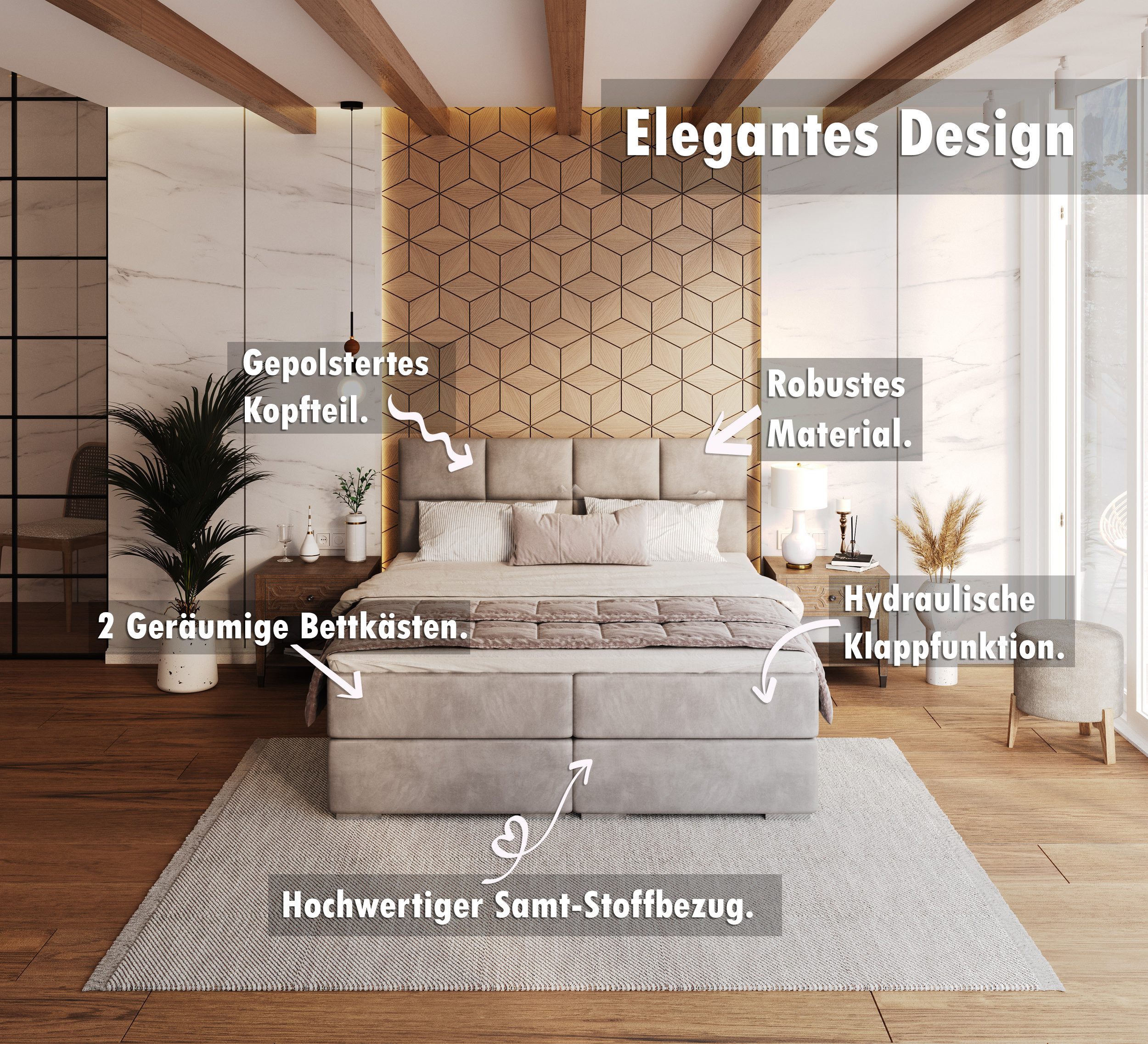 FDM Boxspringbett Polsterbett Stauraumbett Bettgestell 140x200, günstig online kaufen