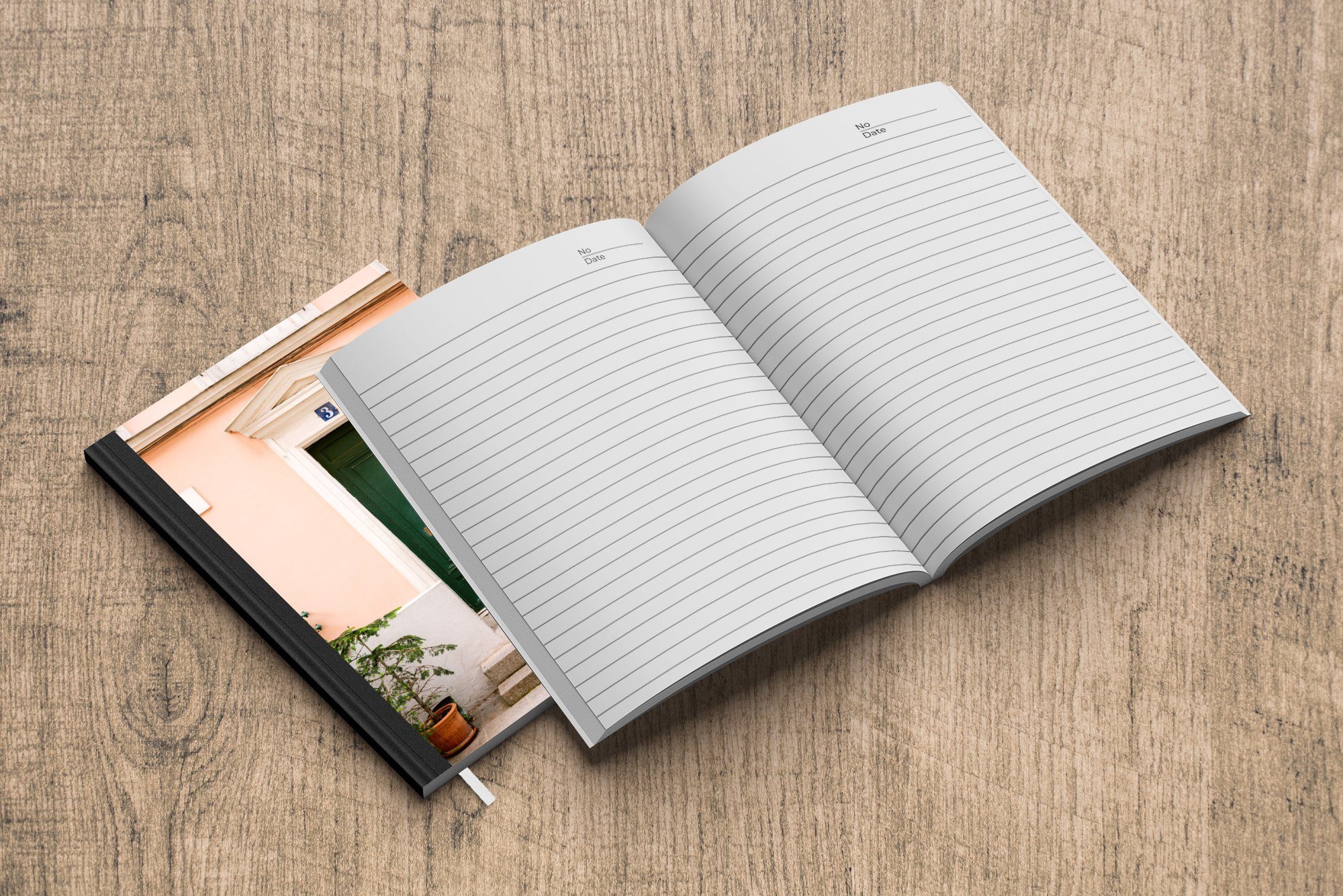 MuchoWow Notizbuch Paris - Grün Journal, 98 Architektur, Notizheft, - A5, Seiten, - Merkzettel, Tür - Tagebuch, Haushaltsbuch Pastell
