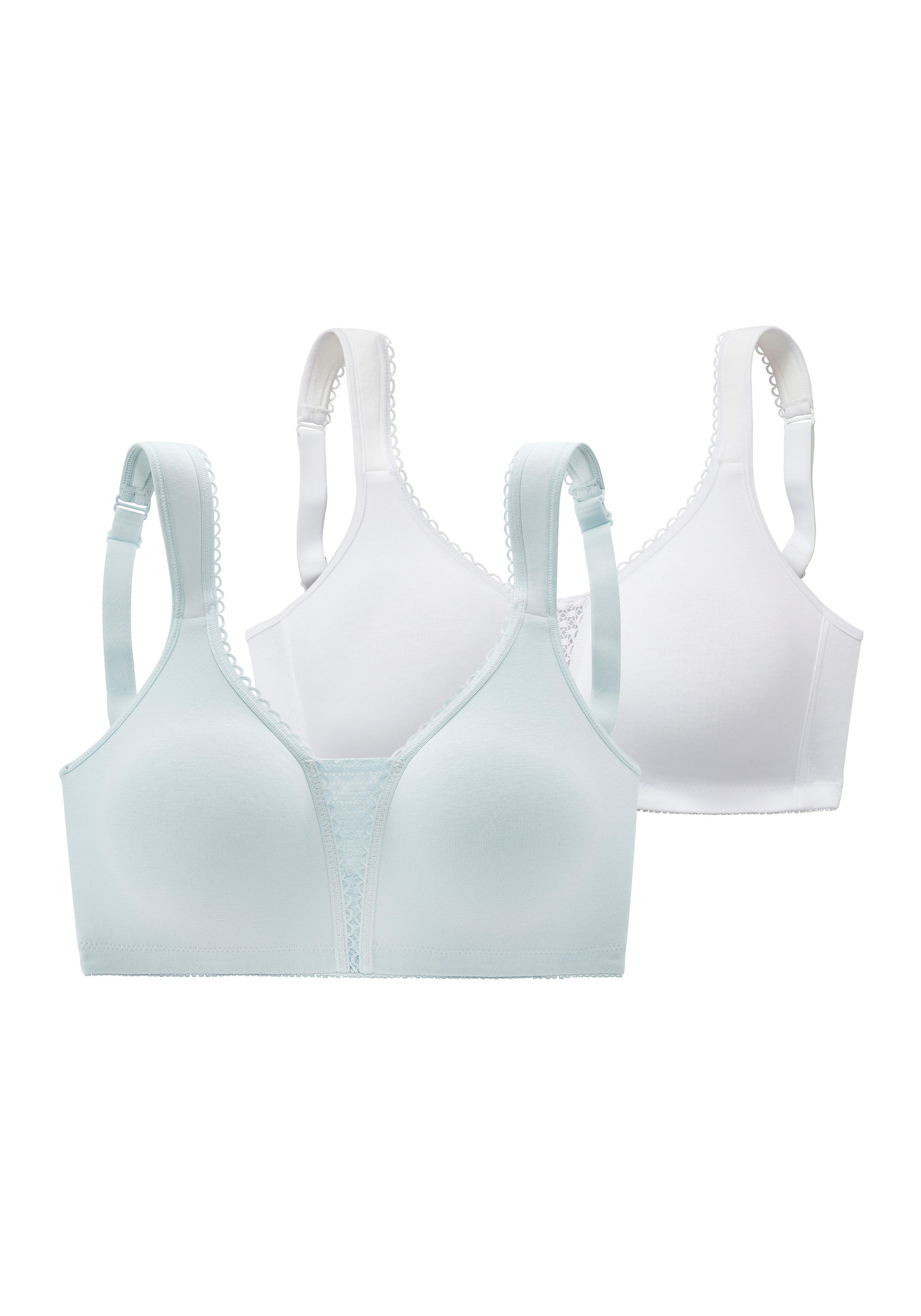 Nuance by Lascana Entlastungs-BH, BH ohne Bügel, bügelloser BH, Baumwoll-BH, Soft-BH (Packung, 2 Stück) mit breiten Trägern, große Größen, bequemer BH – Bild 2 von 5