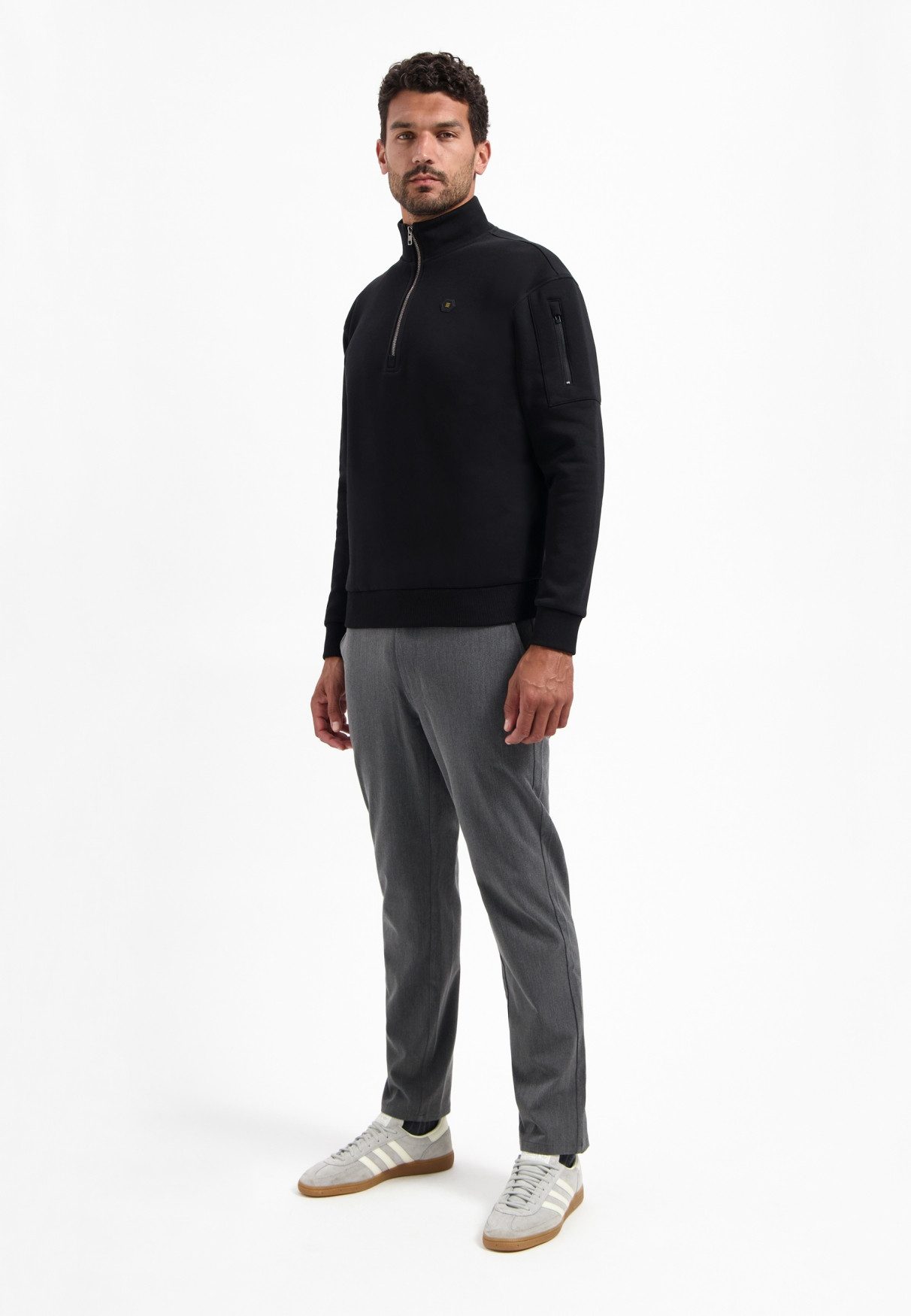 NO EXCESS Sweater No Excess Half-Zip-Pullover Sweater Half Zip Brushed