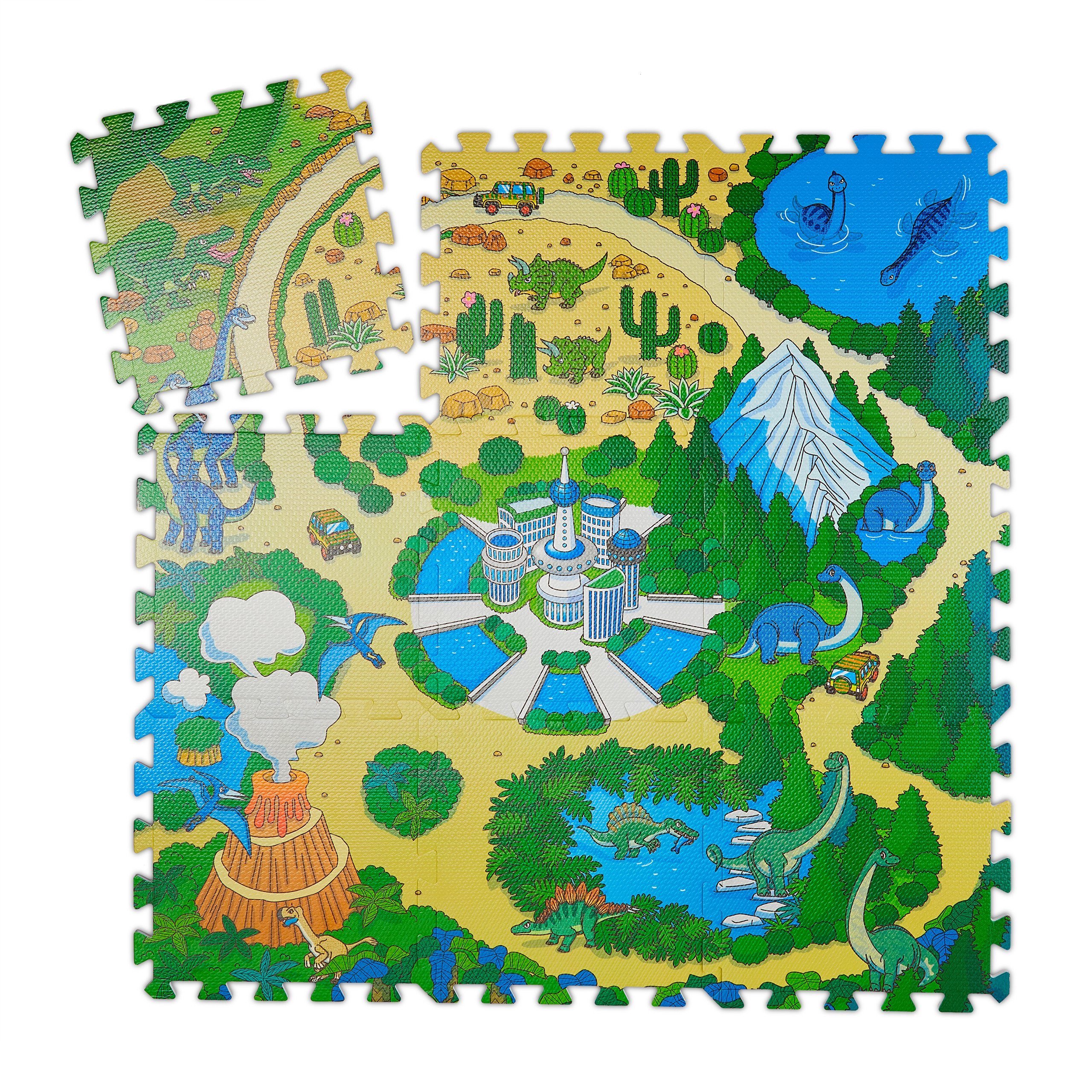 relaxdays Spielmatte Puzzlematte Dinosaurier (9-St)