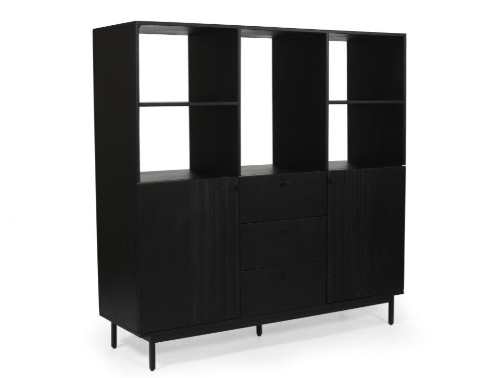 WOLF MÖBEL Sideboard (145 x 40 x 145), FLUETE Highboard mit 2 Türen / 3 Schubladen / 5 Ablagen