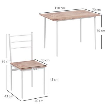 HOMCOM Essgruppe Esstisch mit 4 Küchenstühlen, Moderndesign, (Esstisch-Set, 5-tlg., Esszimmergruppe), für Esszimmer, Weiß