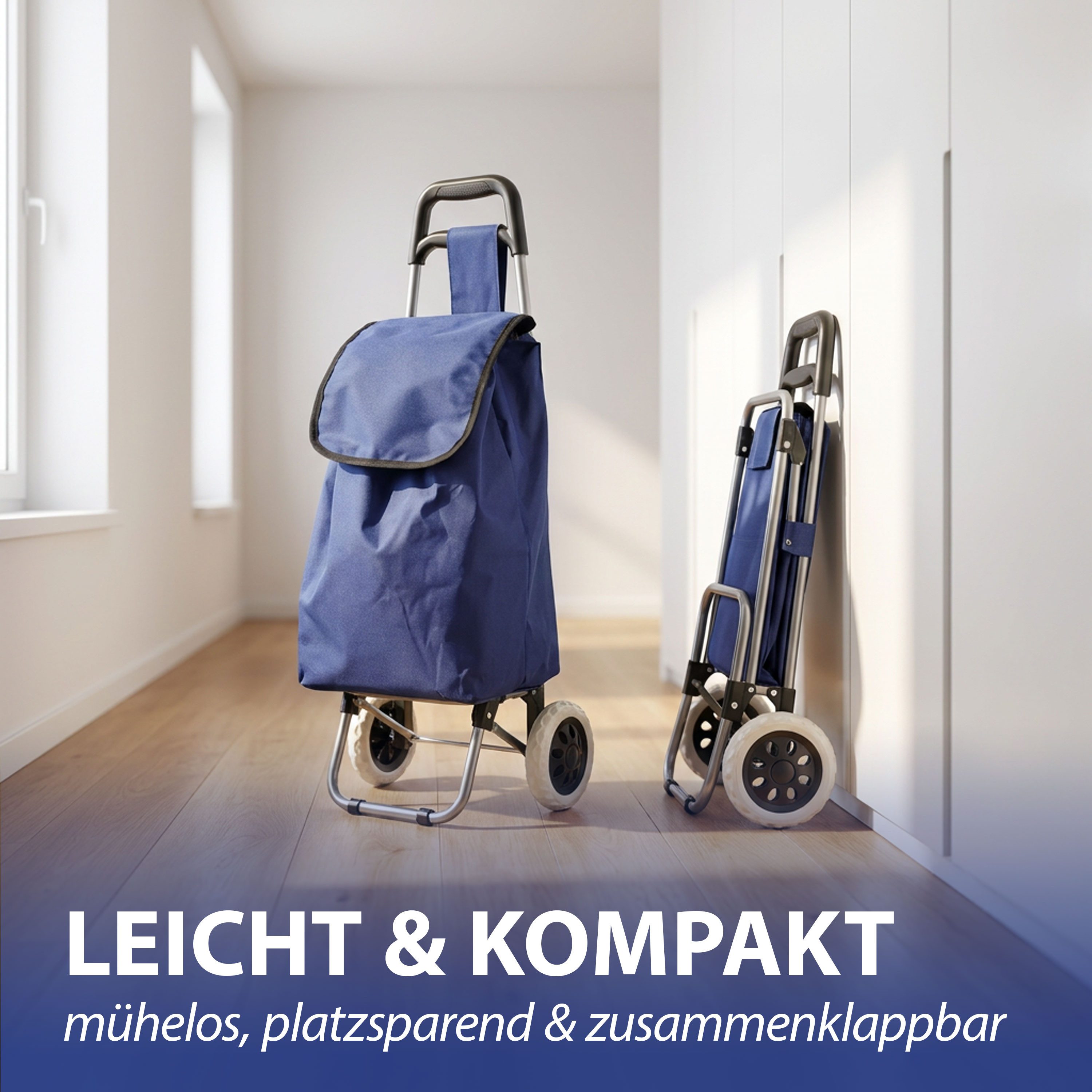 CEPEWA Einkaufstrolley Einkaufstrolley blau 45L 40x92x20cm Polyester Metall Rollen bis 25 kg – Bild 5 von 5