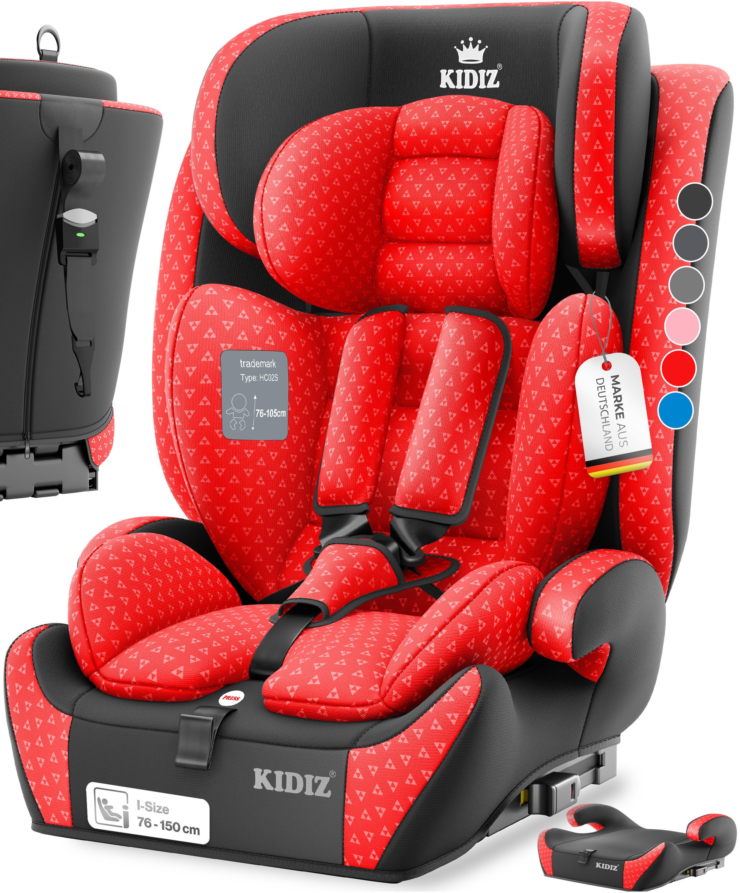 KIDIZ Autokindersitz, Kinderautositz Isofix 1-12 Jahre, Mitwachsend, Gruppe 1+2+3, 9-36 kg