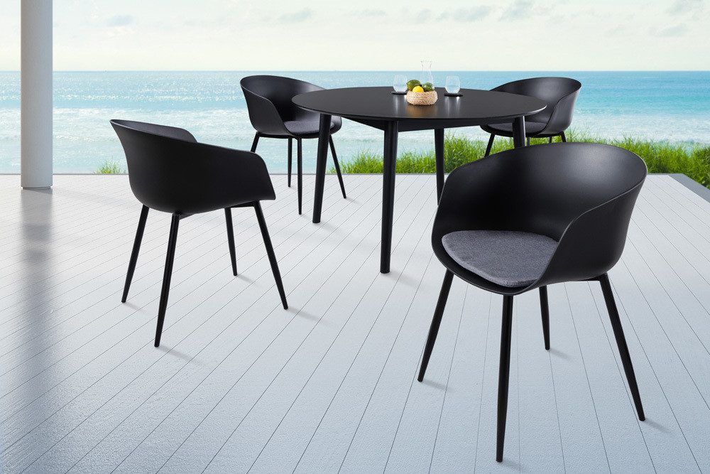 riess-ambiente Gartenstuhl DESIGNO schwarz (Einzelartikel, 1 St), Esszimmer · Kunststoff · Metall · mit Armlehne · Balkon · Outdoor
