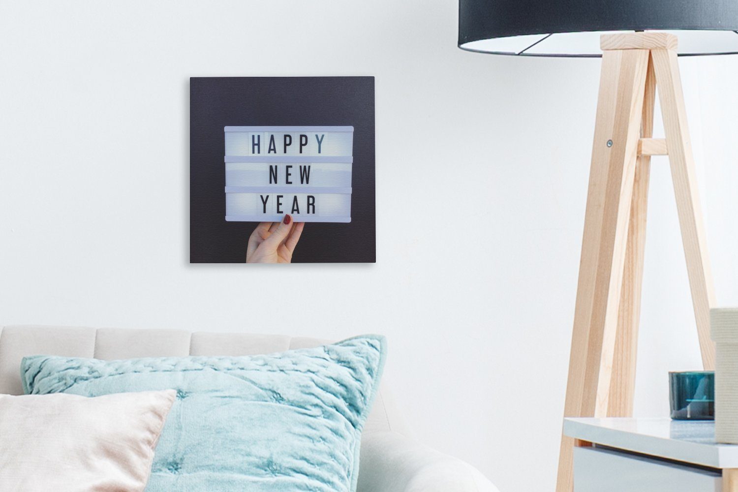 für (1 einem Lichtkasten, Bilder Jahr Schlafzimmer Leinwand Wohnzimmer Leinwandbild St), Frohes in neues OneMillionCanvasses®