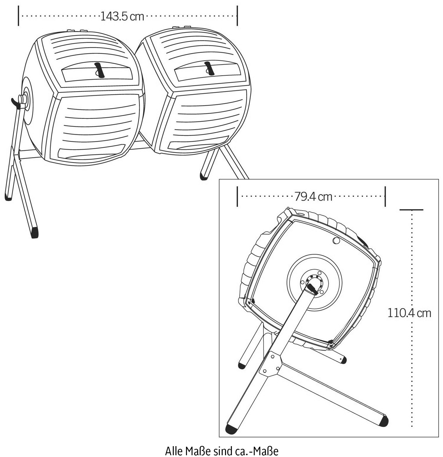 l BxTxH: 380 Lifetime Zwilling, cm, 144x79x110 Komposter