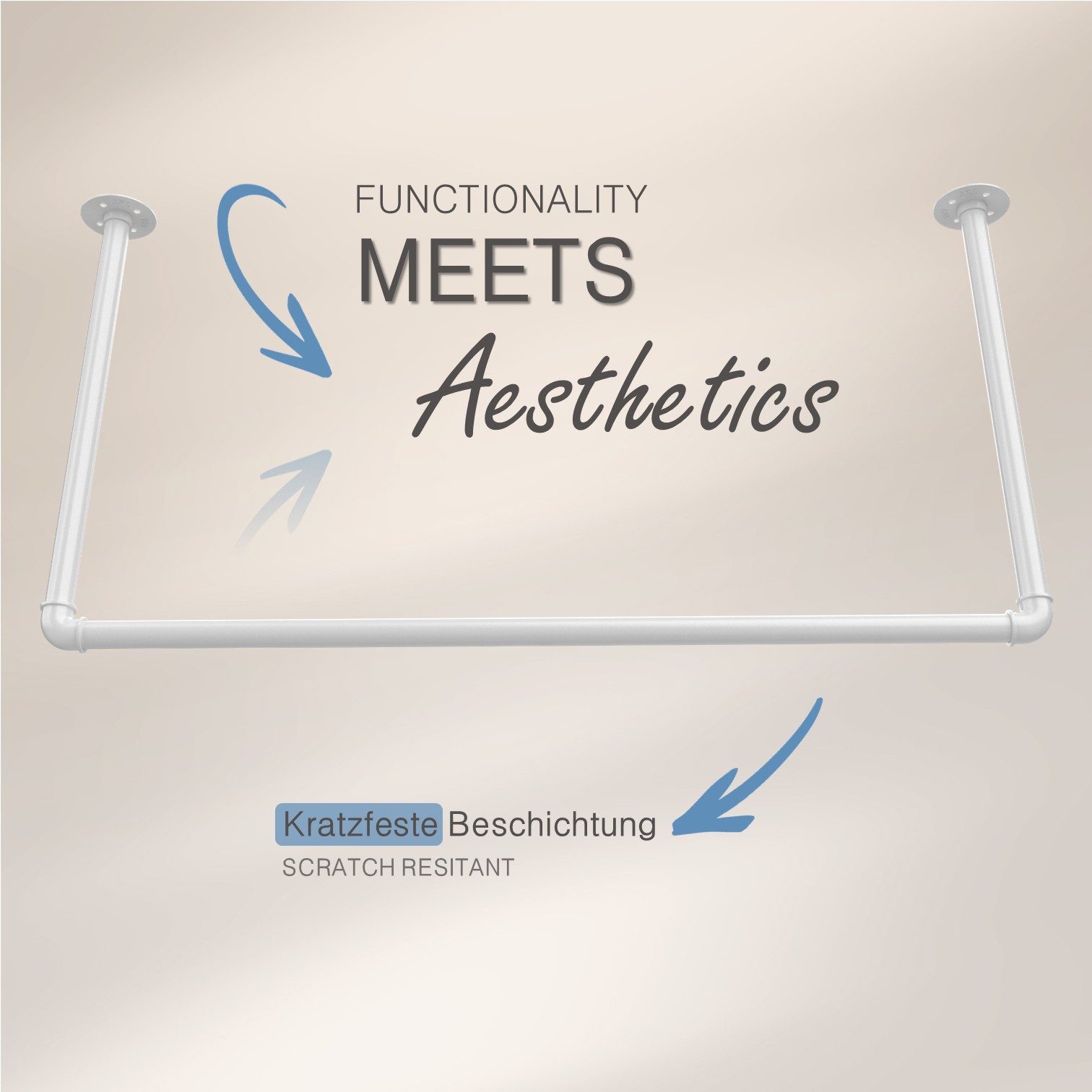 RSR Hangers Kleiderstange Milow Weiß Garderobe Garderobenstange U-Form