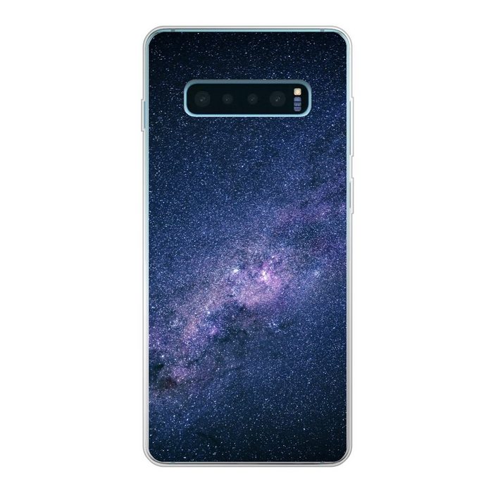 MuchoWow Handyhülle Die Milchstraße an einem dunklen Himmel Phone Case Handyhülle Samsung Galaxy S10+ Silikon Schutzhülle