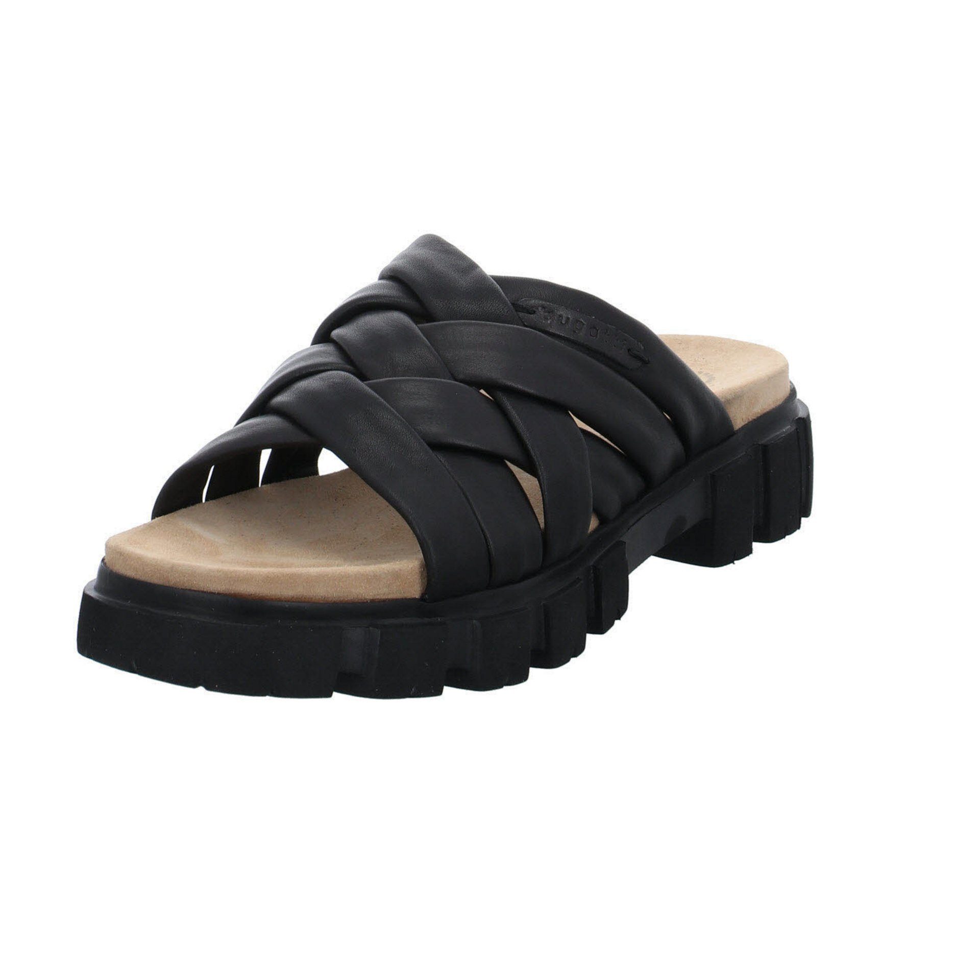 bugatti Damen Pantoletten Sandalen Mary Pantolette Pantolette Glattleder Schwarz