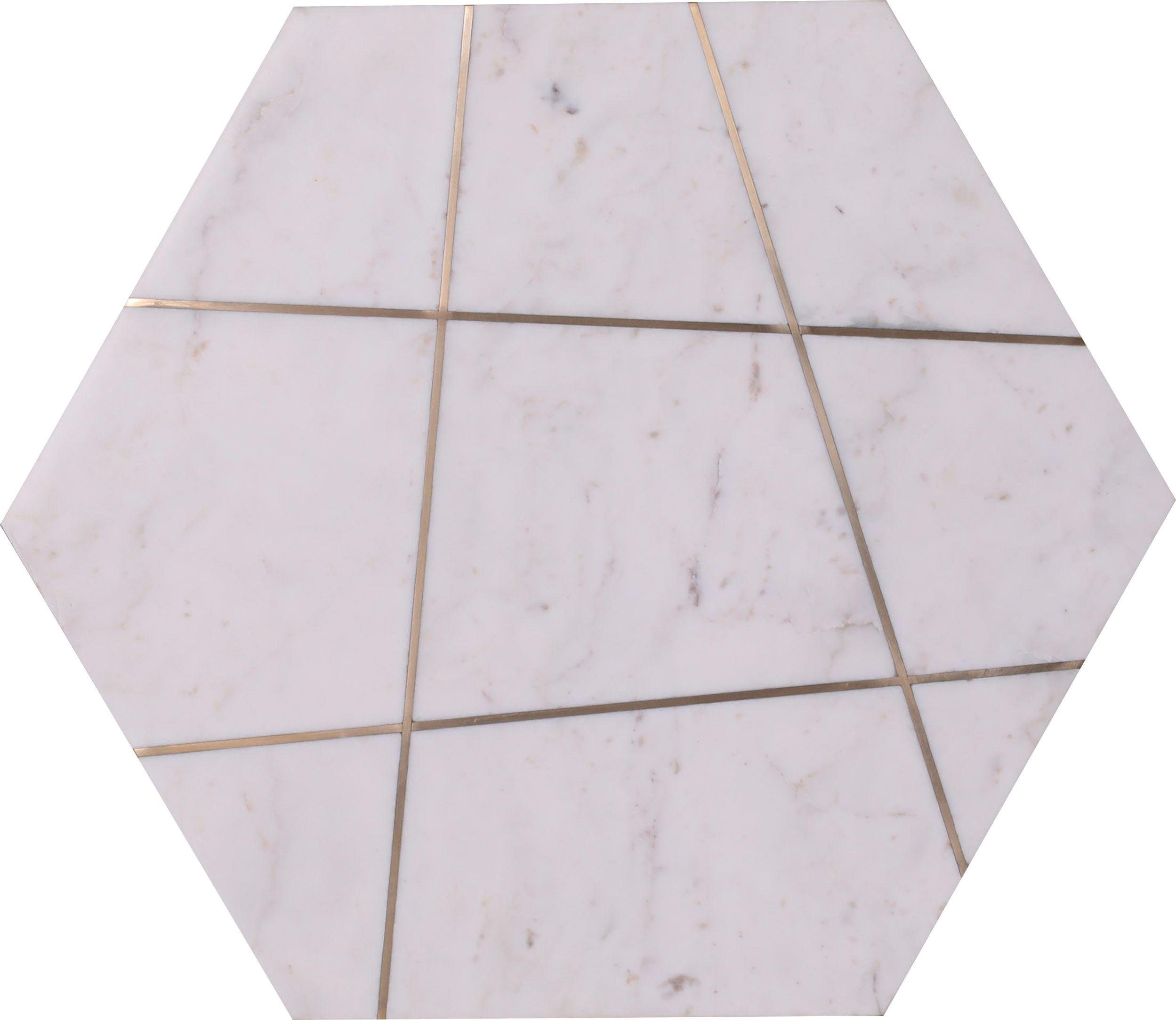 Leonique Beistelltisch Menton, mit Metall-Inlays in einer Marmorplatte
