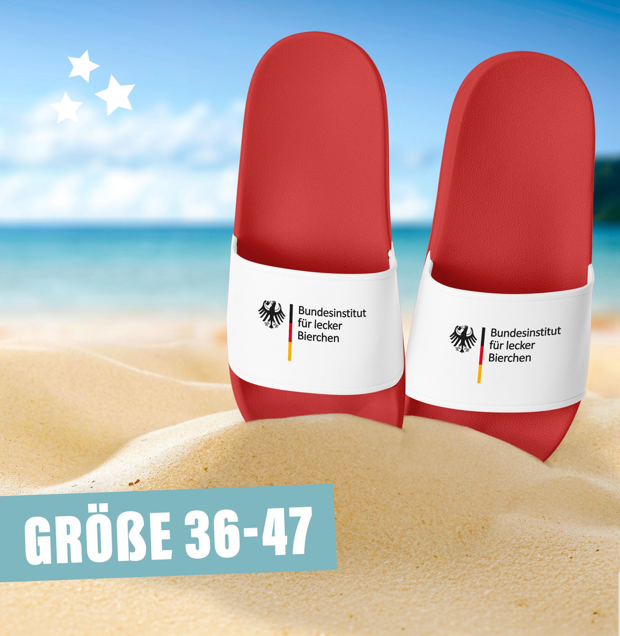 MoonWorks Badeschlappen Badelatschen Unisex mit Aufdruck Bundesinstitut für Badesandale