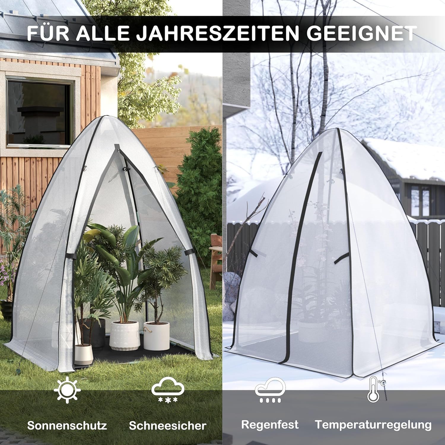 Woltu Gewächshaus, 120x180 cm, Tomatengewächshaus halbtransparent, Luftpolsterfolie