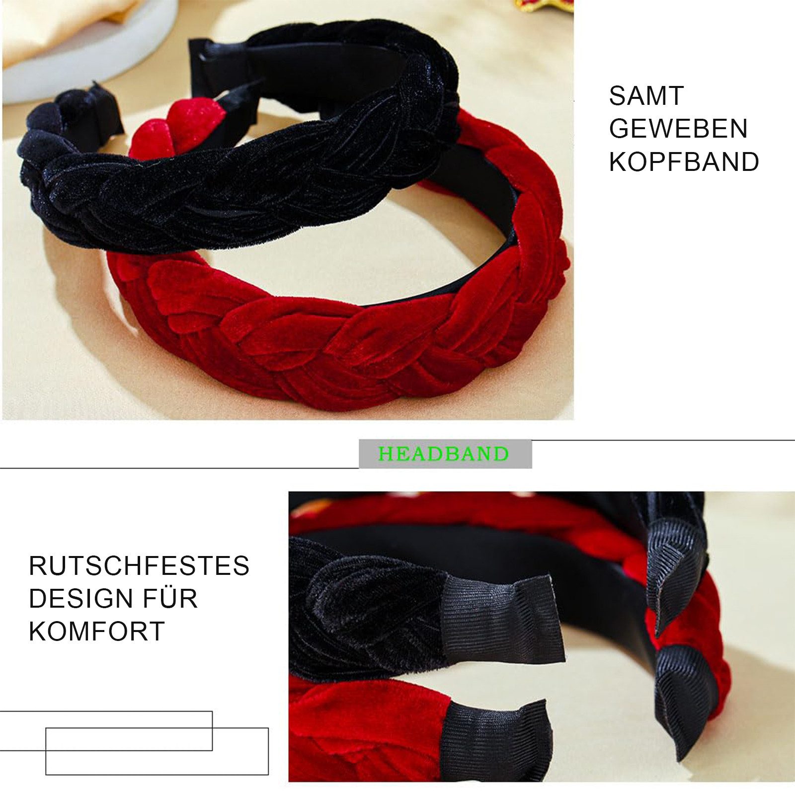 REDOM Haarreif Samt-Haarreifen Damen-Stirnband 2er-Pack Haarband, druckfrei günstig online kaufen