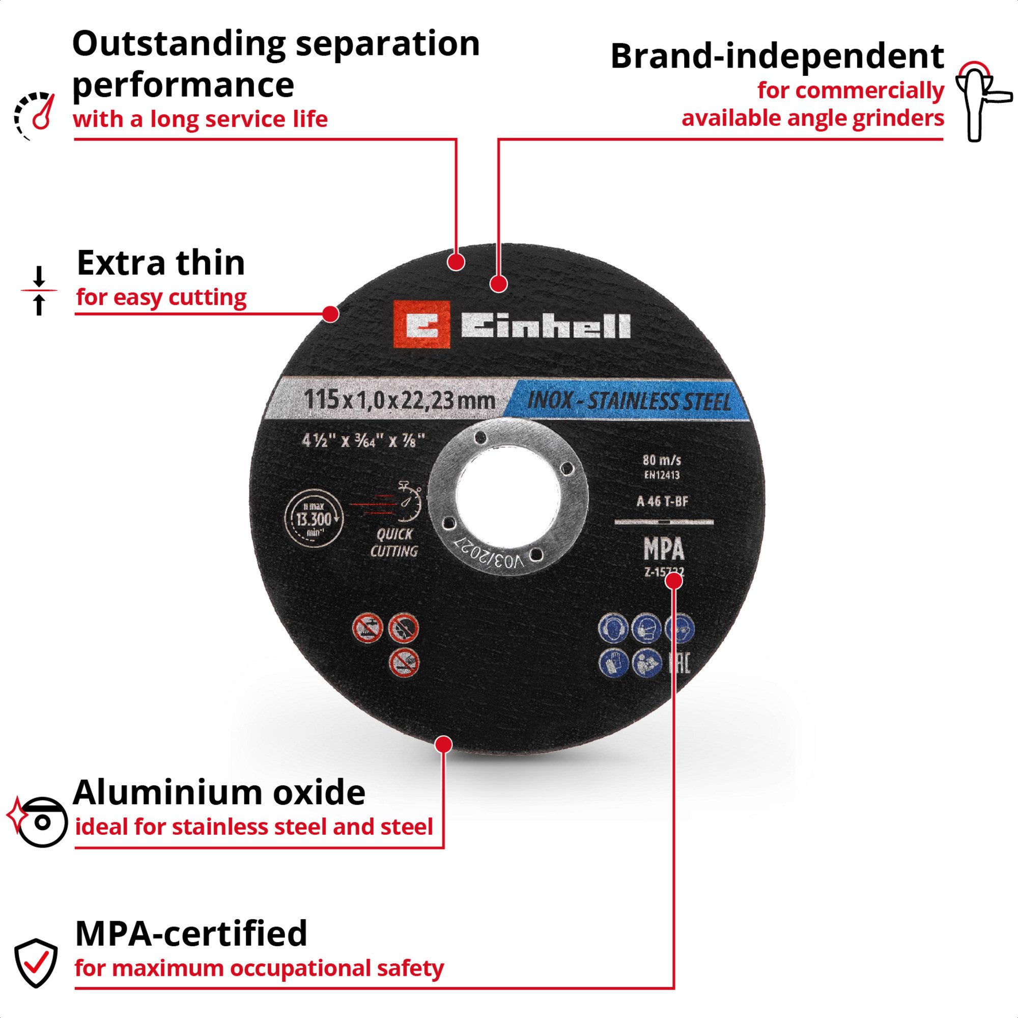 Einhell Sägeblatt EINHELL Trennscheibe dünn, Ø 115 x 1,0mm, 50