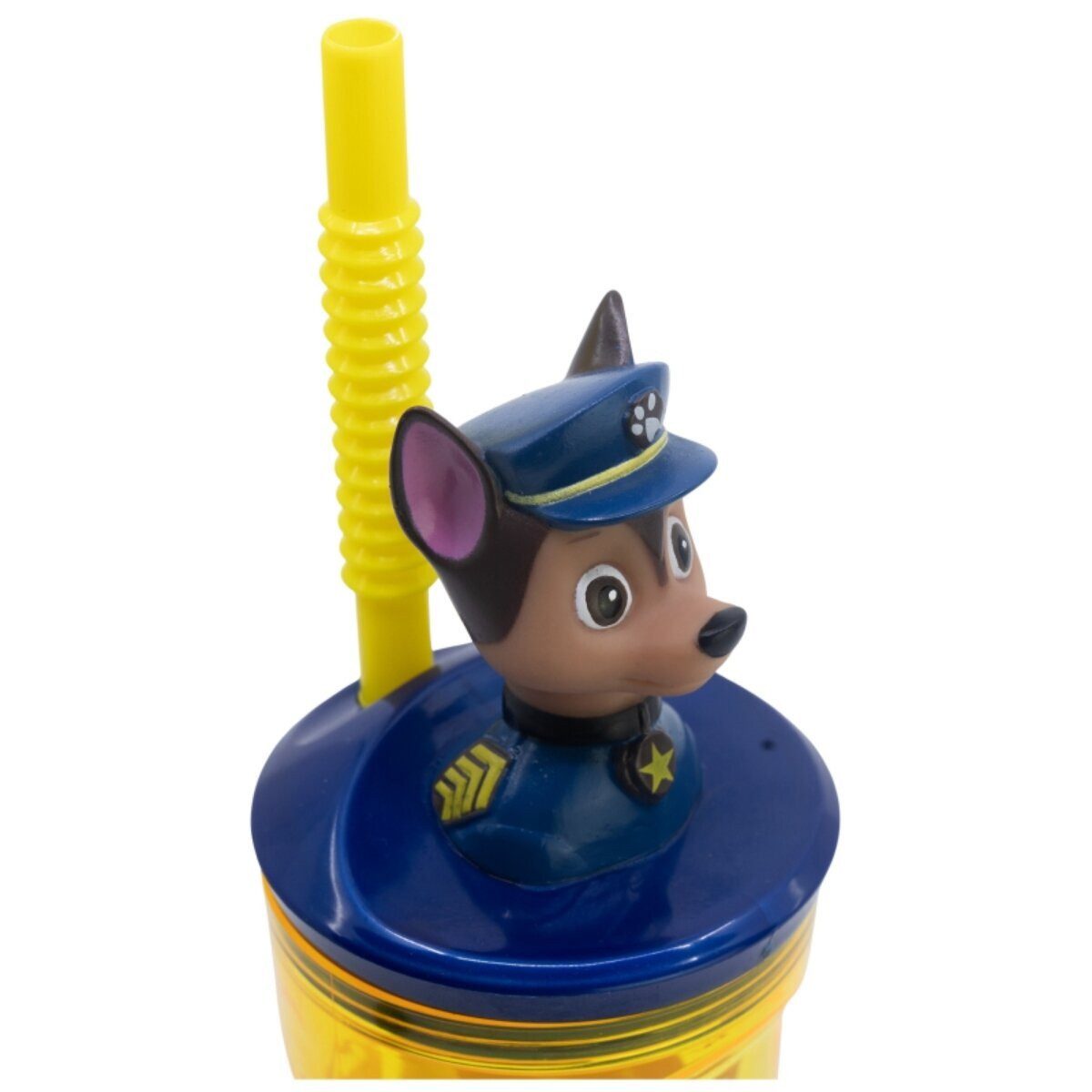 PAW PATROL Trinkflasche Paw Patrol Becher 3D Kindertrinkbecher 360ml Strohhalm & Figurdeckel