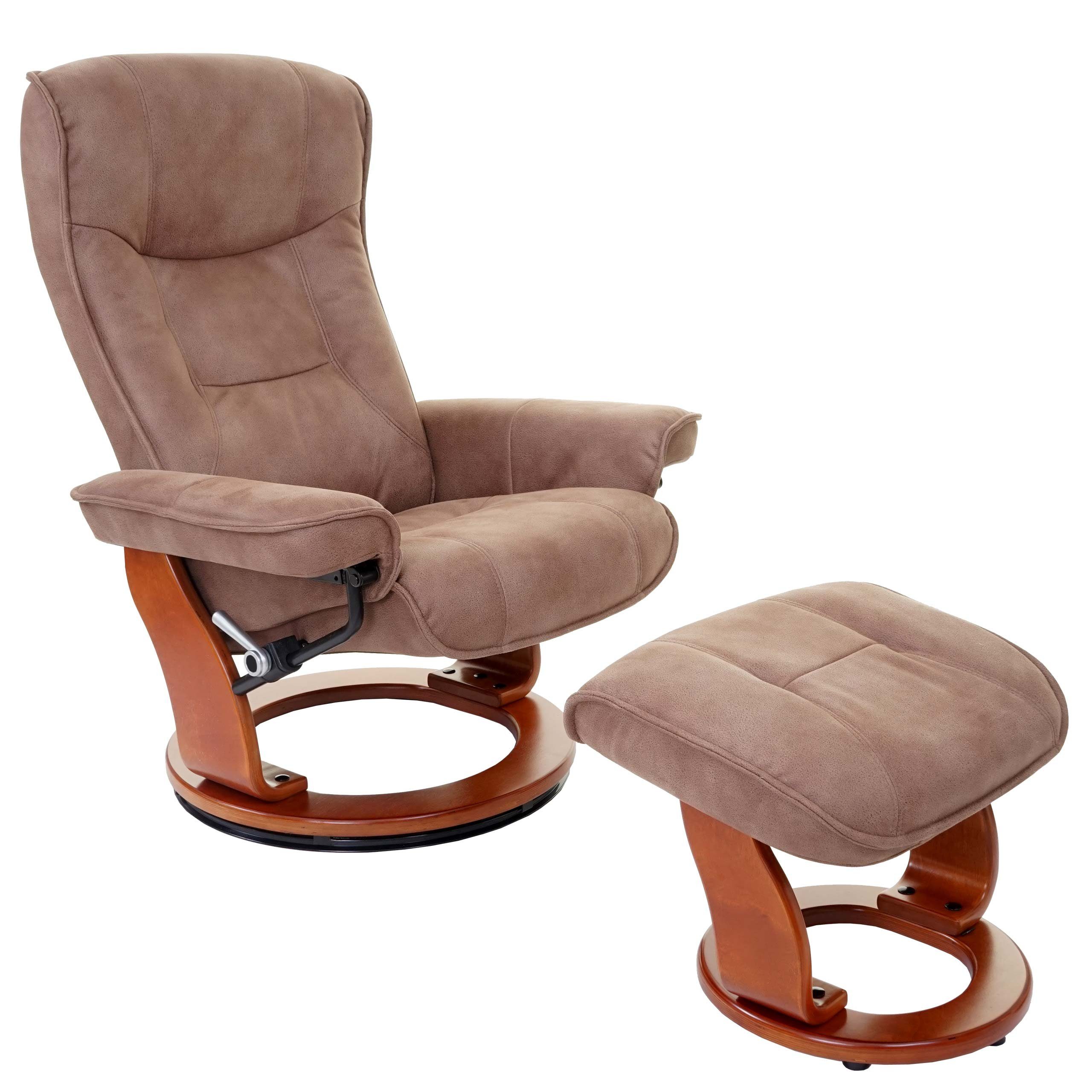 MCA furniture Relaxsessel Halifax-S, Inkl. gepolstertem Fußhocker, Sessel um 360° drehbar, Breite Armlehnen antikbraun, honigfarben