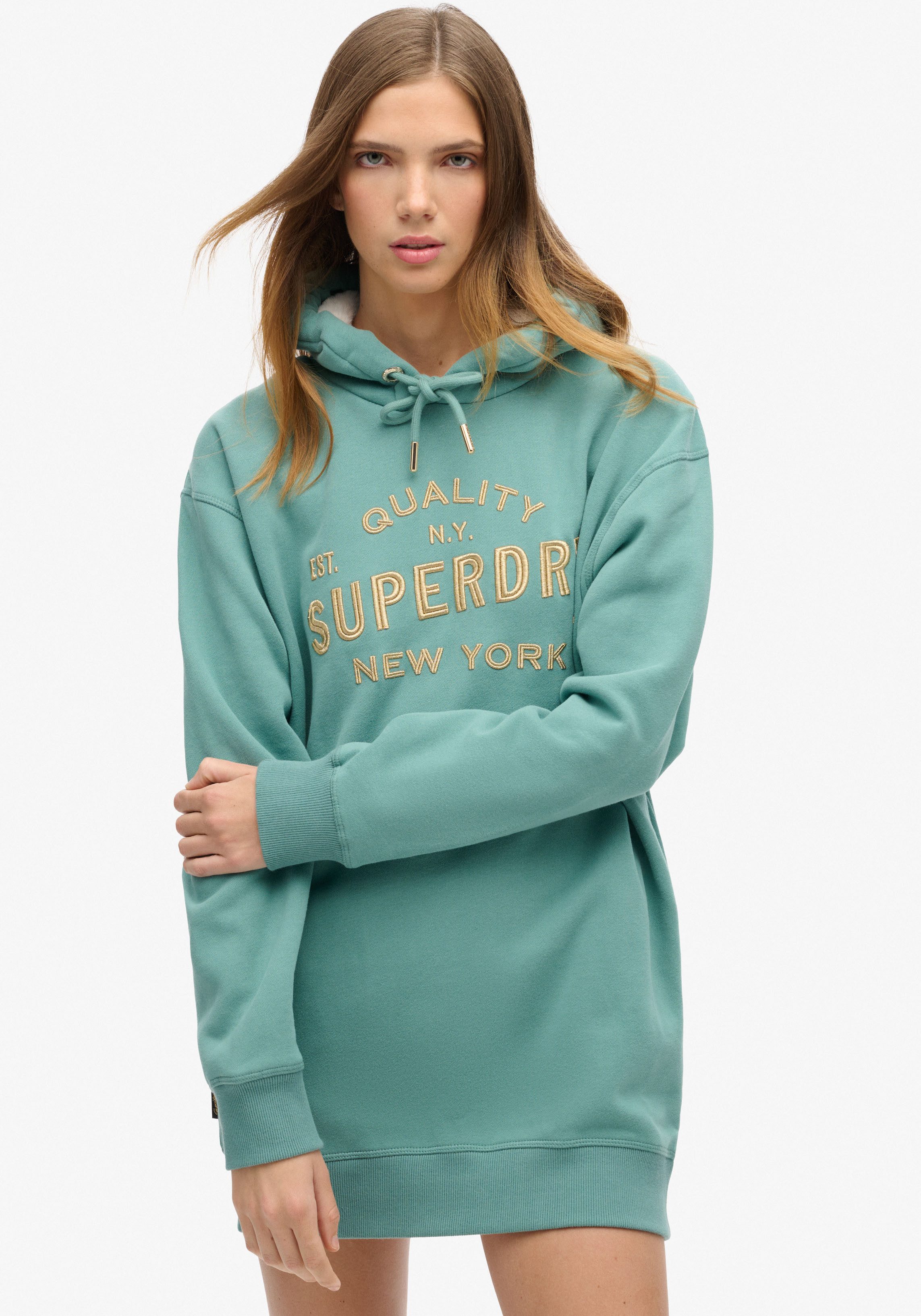 Superdry Jerseykleid LUXE METALLIC LOGO HOOD günstig online kaufen