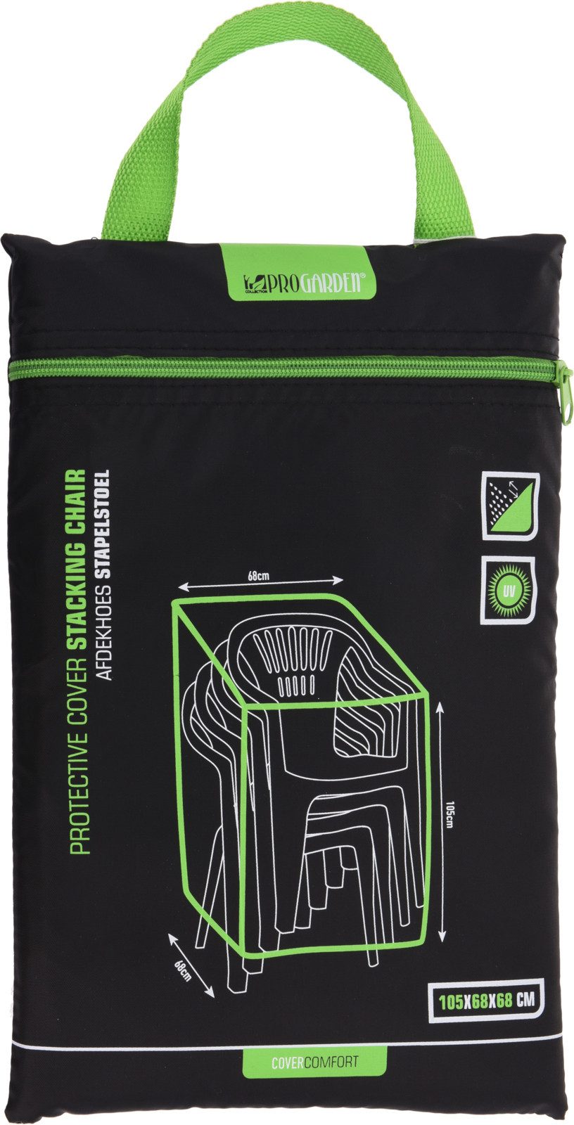 Koopman Abdeckhaube Abdeckung Stapelstuhl Gartenstuhl Campingstuhl, 105x68x66cm, mit Tasche, Schwarz, Gartenschutzhülle