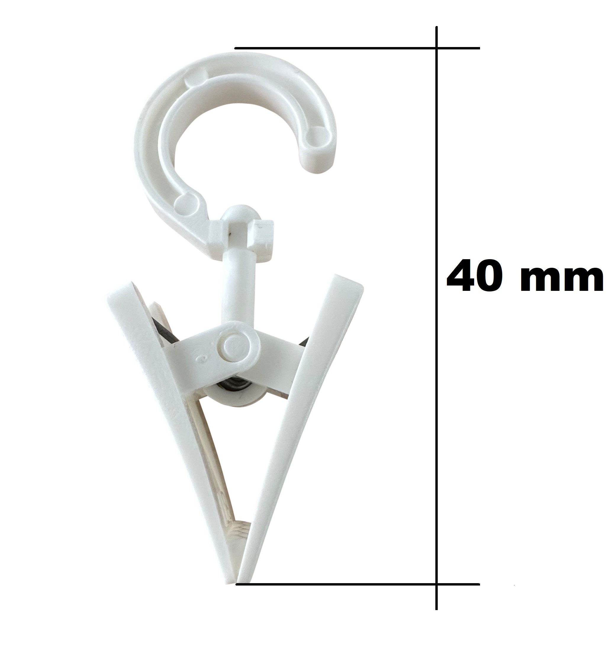 rewagi Gardinenstange 10x Drehbare Gardinenklammern Weiß Ø10 mm 40x18 mm Kunststoff, Drehbar, Ø10 mm, 40×18 mm, weiß, Kunststoff/Metall, 10er-Set