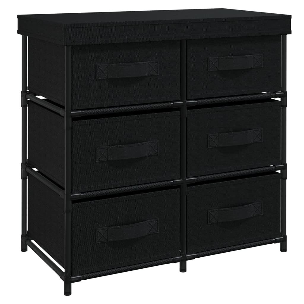 furnicato Container Lagerschrank mit 6 Stoffschubladen 55x29x55 cm Schwarz (1-St) Stabiles Regal mit viel Stauraum für Ordnung in jedem Wohnraum