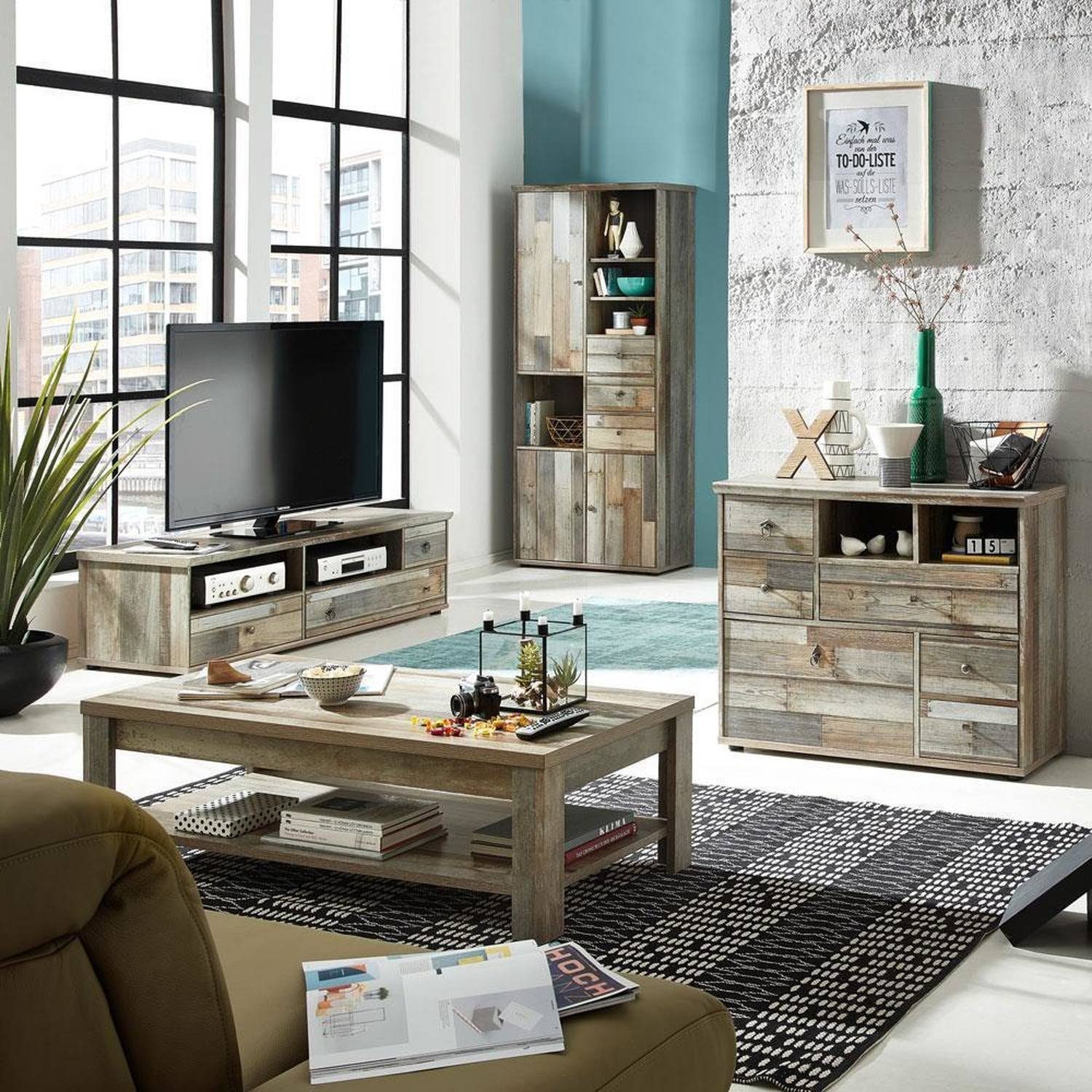 Couchtisch BRANSON-36 VINTAGE DRIFTWOOD von LOMADOX - Beispieleinrichtung