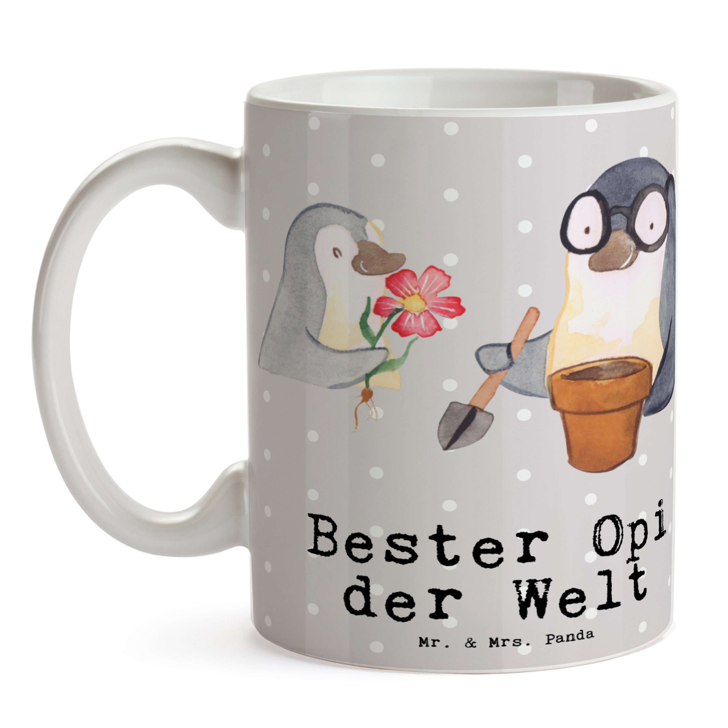 Tasse - Mrs. & Tasse Geschenk, Pastell - der Keramik Welt Pinguin Mr. Bester Panda Grau Opi Sprüche,