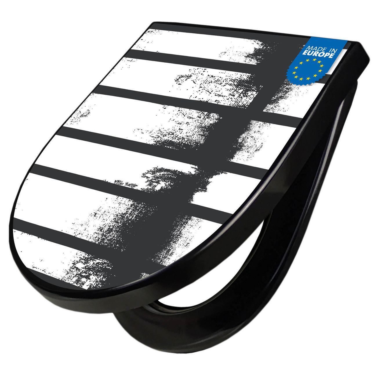banjado WC-Sitz Premium D-Form mit Absenkautomatik Motiv Grunge Streifen (umweltfreundliches Material, Softclose Absenkautomatik), 45 x 36,4 x 4