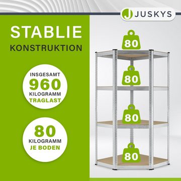 Juskys Schwerlastregal 3er Regalsystem, aus verzinktem Metall, Abstände der Böden frei wählbar