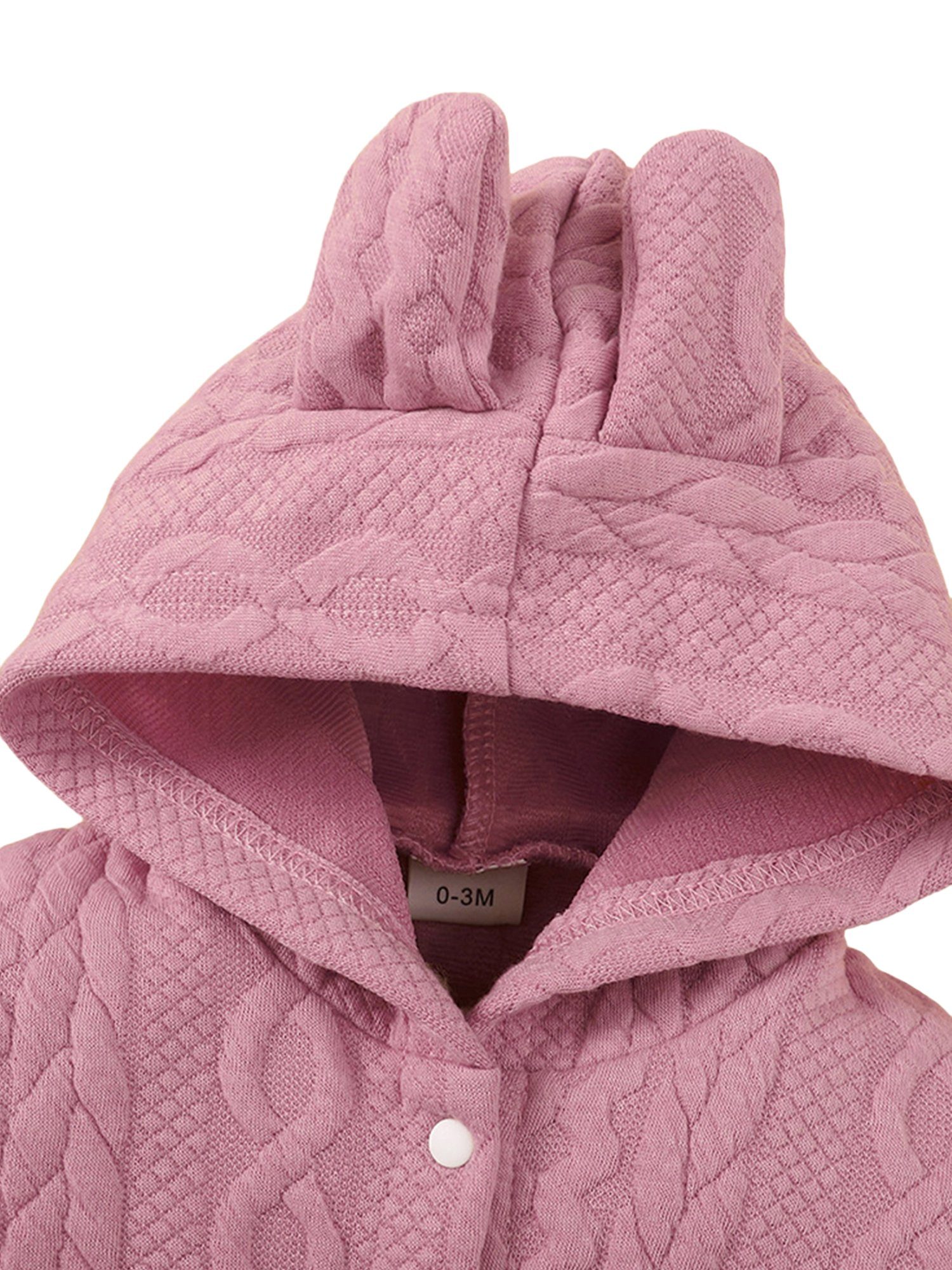 LAPA Einreihiger Winter Bodysuit Baby Warmer Kapuze mit Rosenrot Ohr-Strick Druckknopfverschluss Strampler (1-tlg)