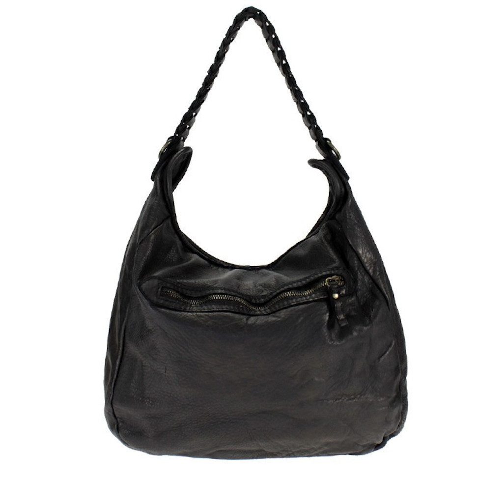 BZNA Schultertasche Manja Italy Designer Damen Handtasche Umhängetasche Tasche, geflochtenes Leder Front