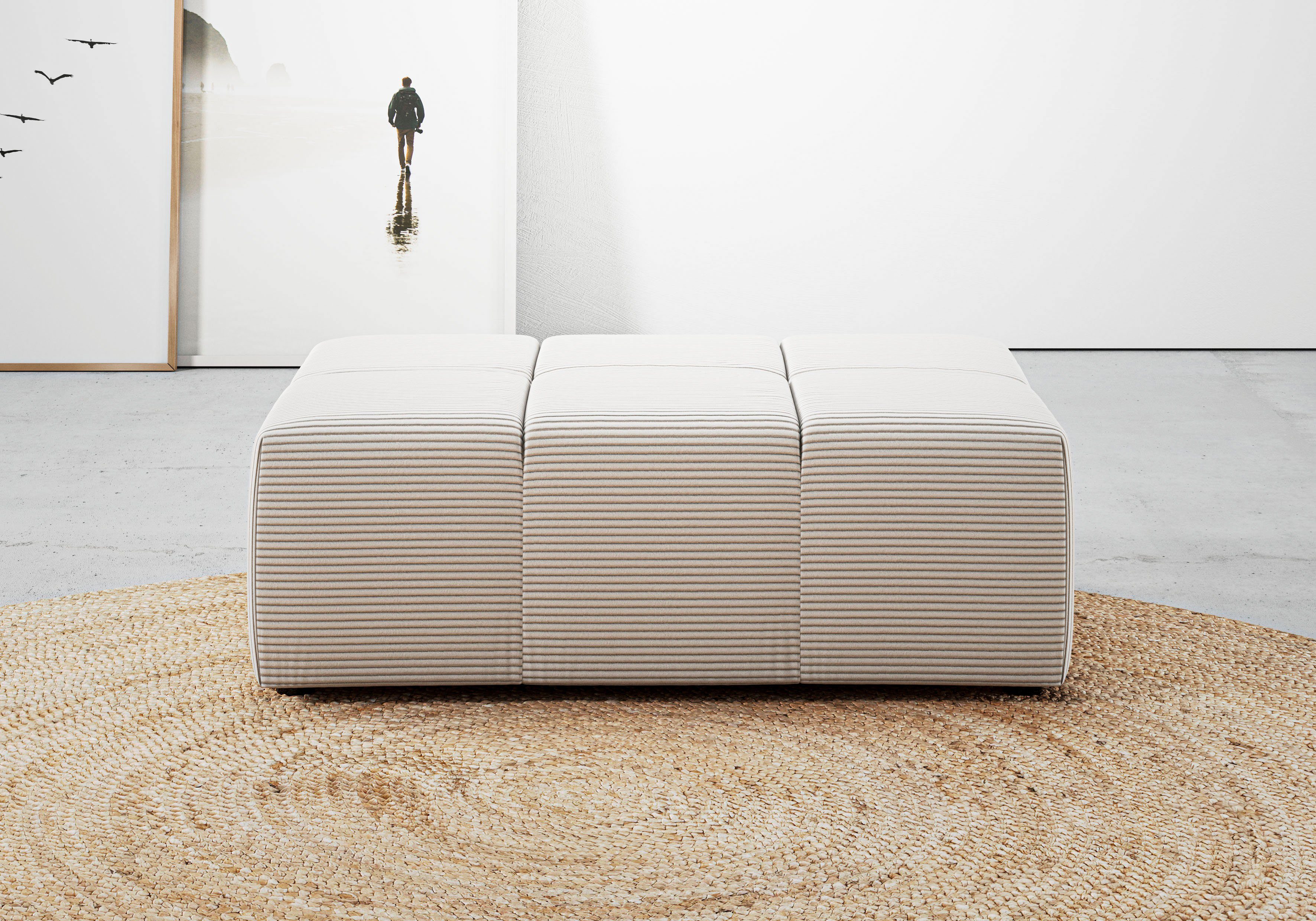 Home affaire Polsterhocker Ancona, Polsterhocker passend zum Sofa, Breite 107 cm, passend zur "Ancona"-Polsterserie, auch in Cord + Easy Care