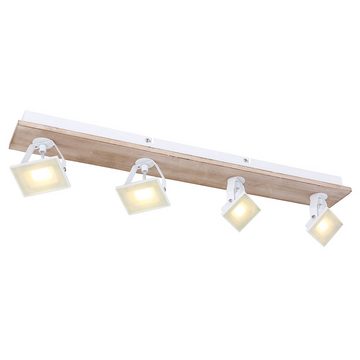 etc-shop LED Deckenspot, LED-Leuchtmittel fest verbaut, Warmweiß, Deckenleuchte Holz braun Deckenlampe Mehrflammig