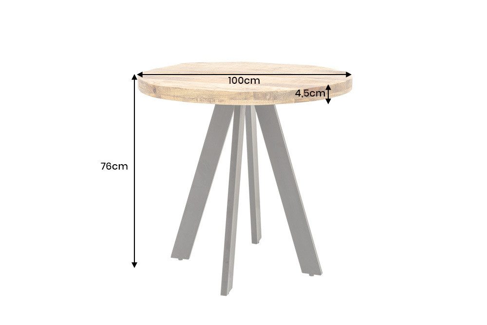 riess-ambiente Esstisch IRON CRAFT 100cm natur/schwarz - Mango, Metall, Massivholz, rund (Einzelartikel, 1-St), Urbaner Industrialtisch - ideal für Küchen, Wohn – Bild 5 von 5