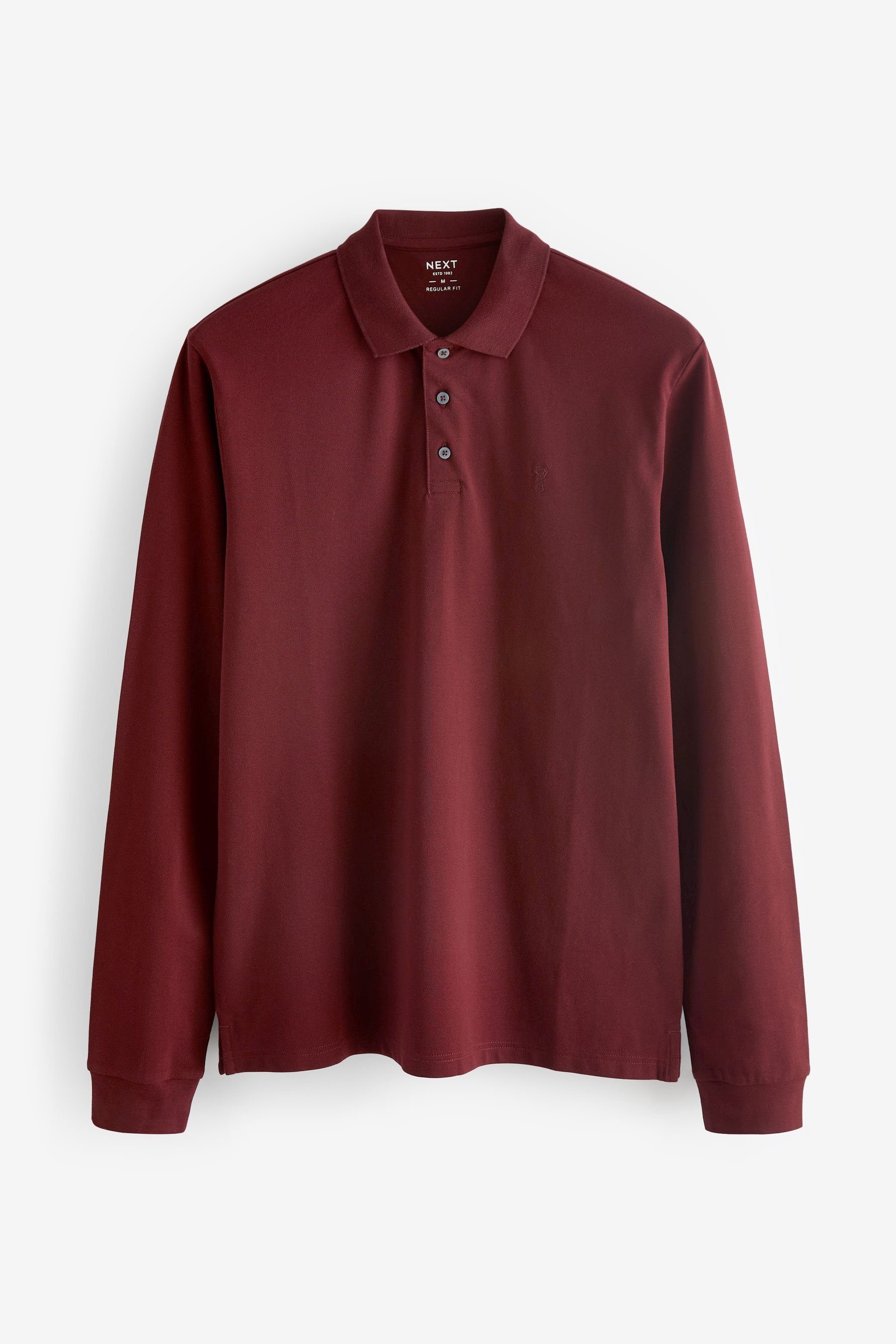 Next Langarm-Poloshirt Langärmeliges Pikee-Poloshirt (1-tlg) Burgundy Red