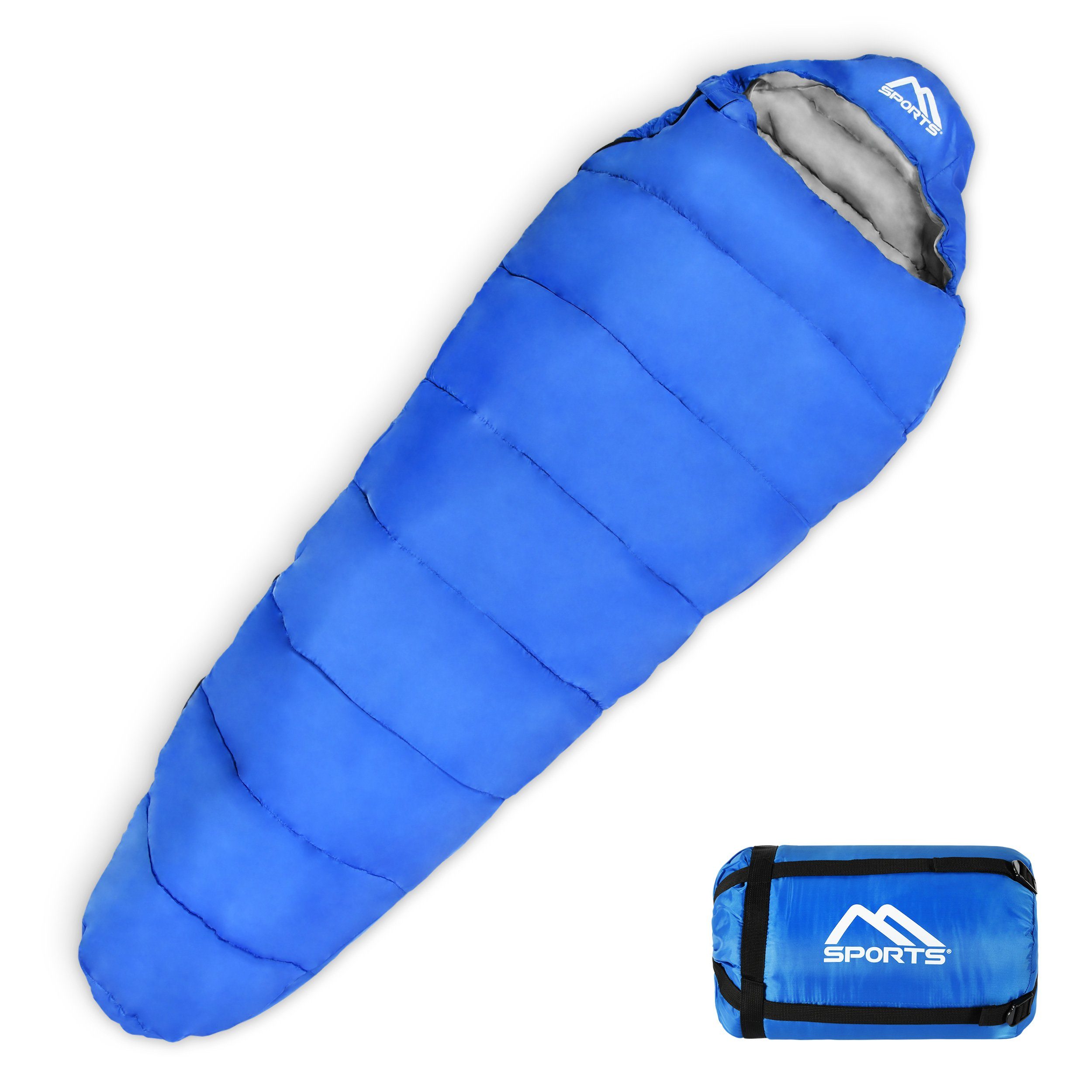 MSports® Schlafsack »Schlafsack Outdoor inkl. Tragegurt - 200 GSM -  Frühling/Sommer - Camping, Reise, Festival – Warm Mumienschlafsack«