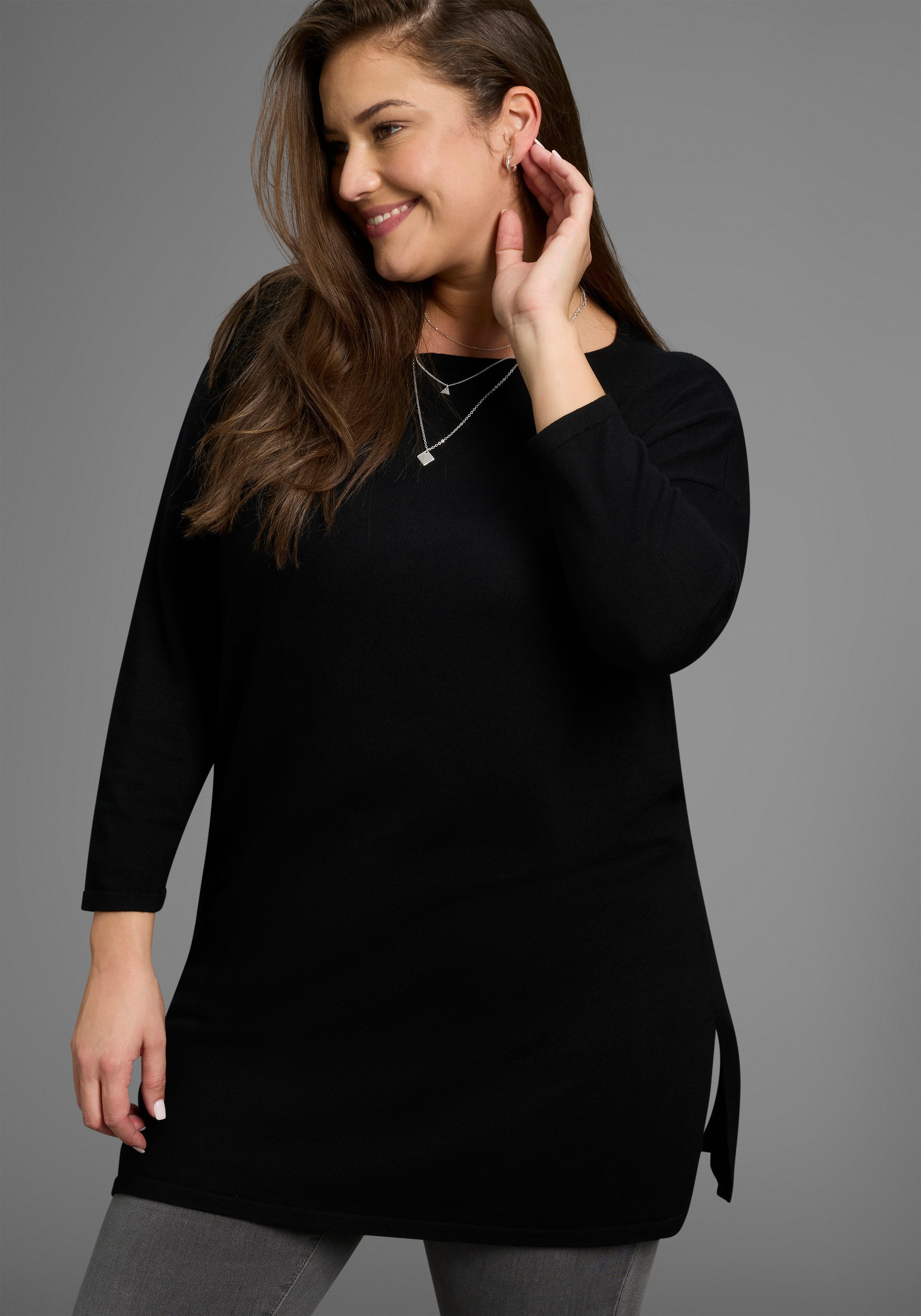 Laura Scott CURVE Longpullover aus fließendem günstig online kaufen