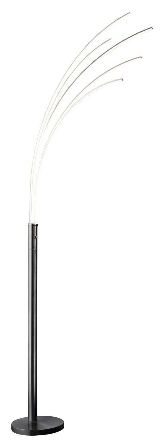 casa NOVA LED Bogenlampe Stehleuchte ECLIPSE, 5-flammig, H 200 cm, Metall, Dimmfunktion, LED fest integriert, Warmweiß, Silbergrau, Kunststoff, Touchsensor