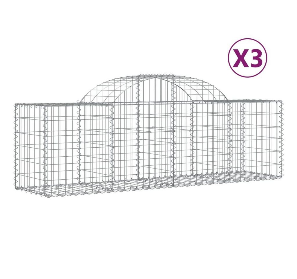 Thumbnail - vidaXL Blumentopf Gabionen mit Hochbogen 3 Stk. 200x50x60/80 cm Verzinktes Eisen (3 St)