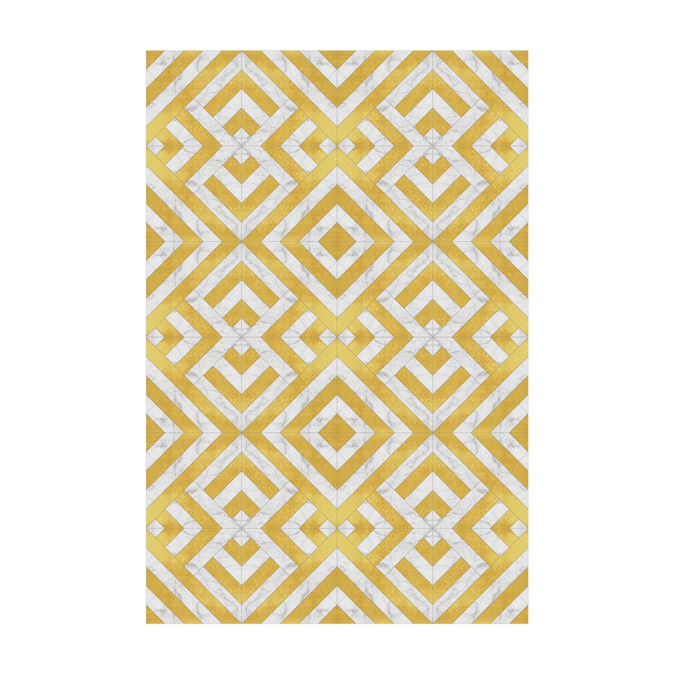 Bilderdepot24 Teppich Vinyl Wohnzimmer Flur Küche Fliesen Steinoptik Marmor, rechteckig - gold glatt, nass wischbar (Küche, Tierhaare) - Saugroboter & Bodenheizung geeignet