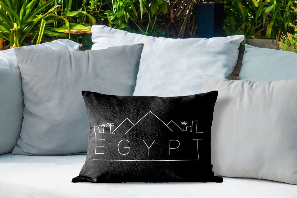"Ägypten" MuchoWow Dekokissen Skyline auf Outdoor-Dekorationskissen, Kissenhülle Dekokissenbezug, Hintergrund, Polyester, schwarzem