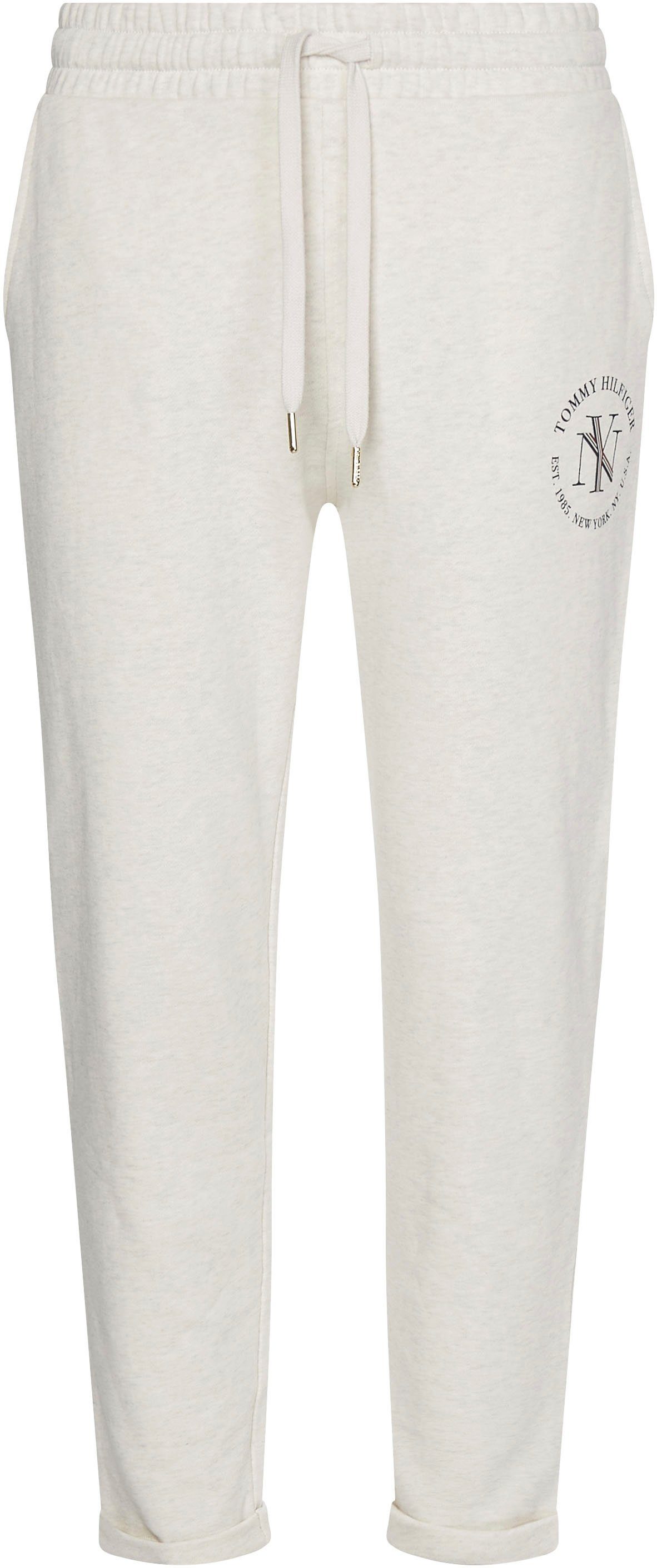 Hilfiger Hilfiger Markenlabel NYC ROUNDALL TAPERED Sweatpants Tommy White-Heather SWEATPANTS mit Tommy